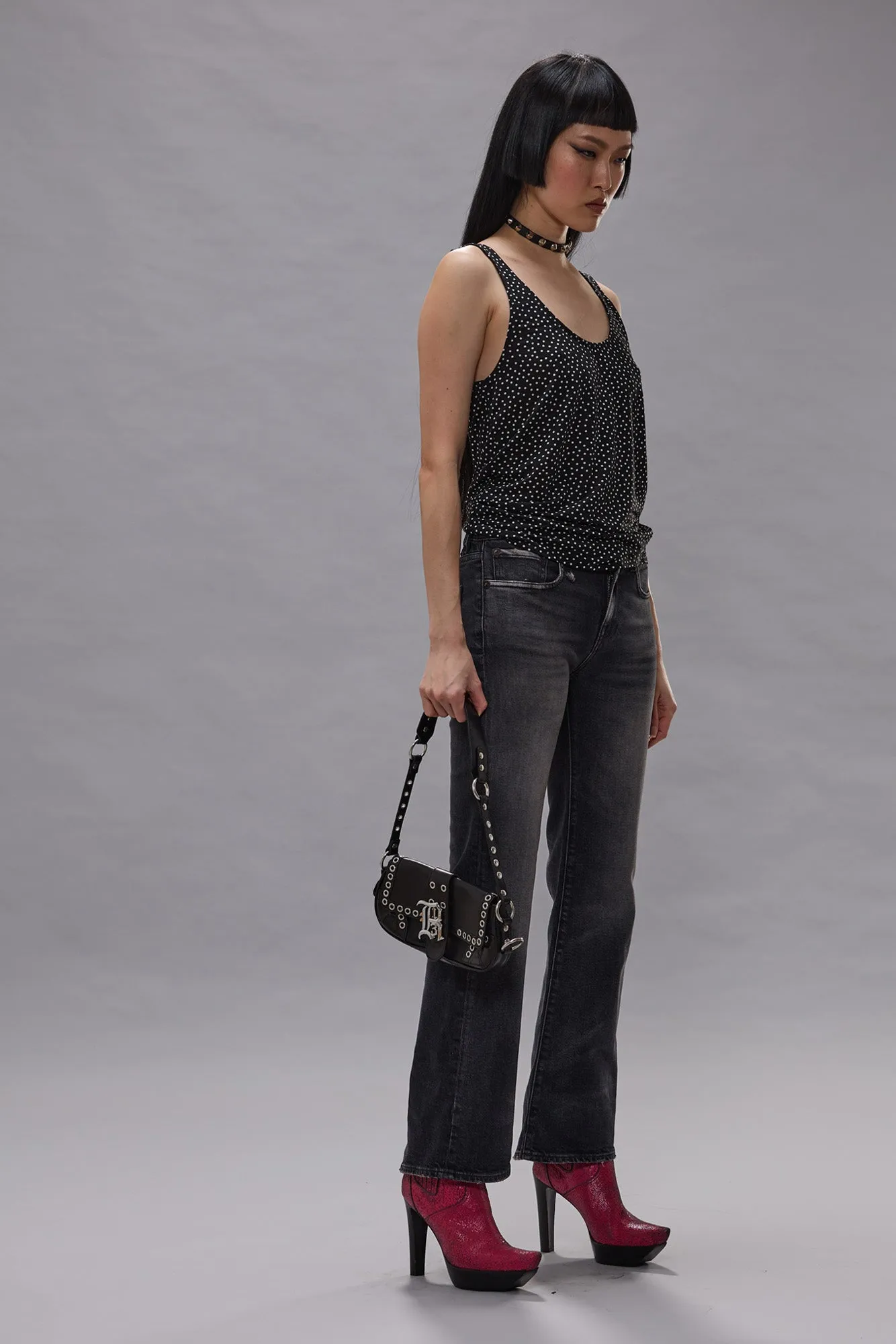 POLKADOT CAMI TEE - ECRU MINI POLKADOT ON BLACK sold by R13 product image thumbnail 3