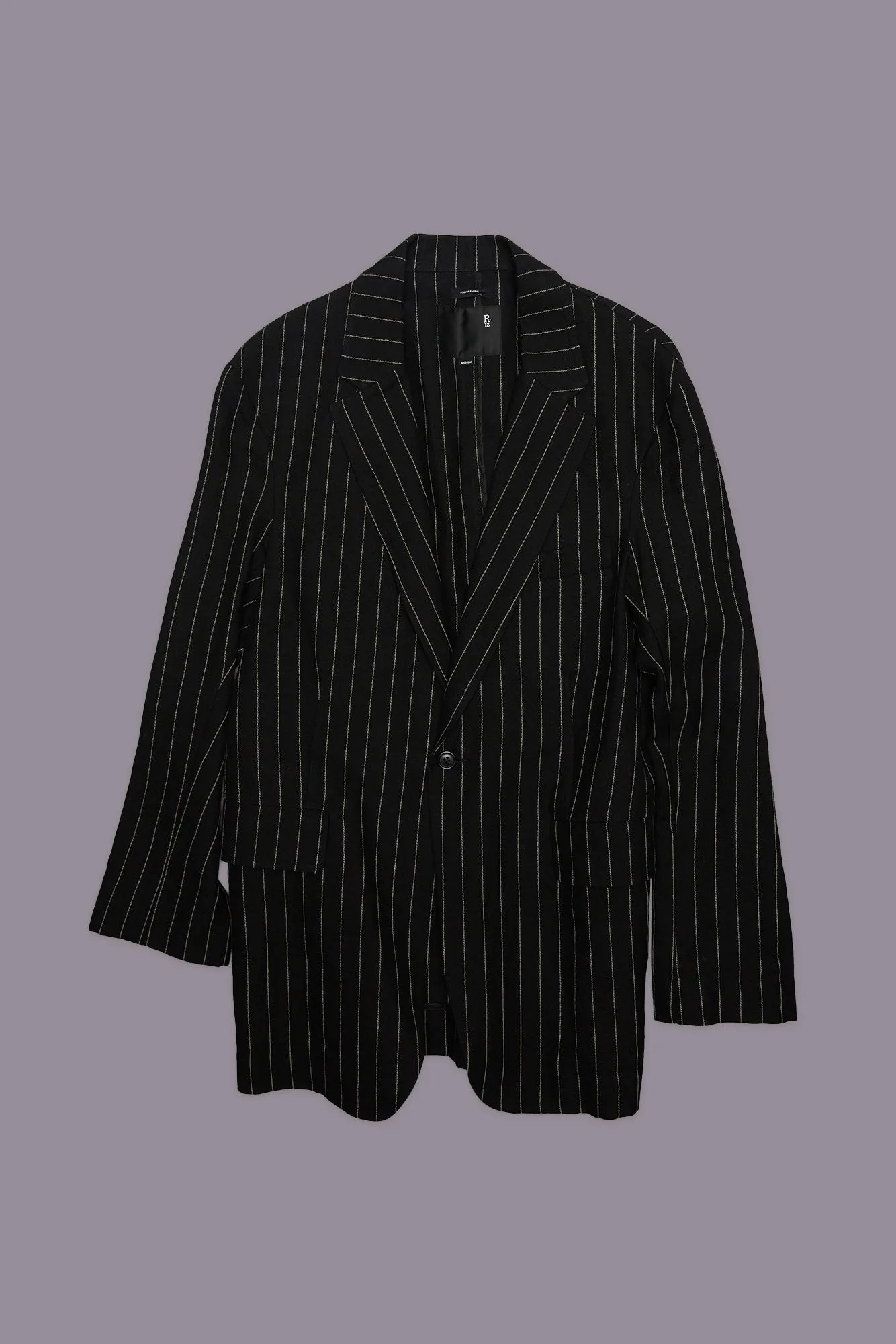 OVERSIZED RAGGED BLAZER - BLACK WHITE PINSTRIPE sold by R13 product image thumbnail 3