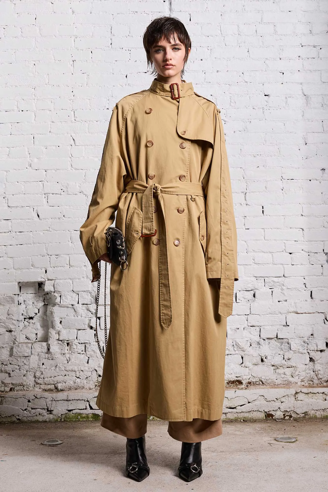 OVERSIZED DECONSTRUCTED TRENCH COAT - KHAKI sold by R13 product image thumbnail 3