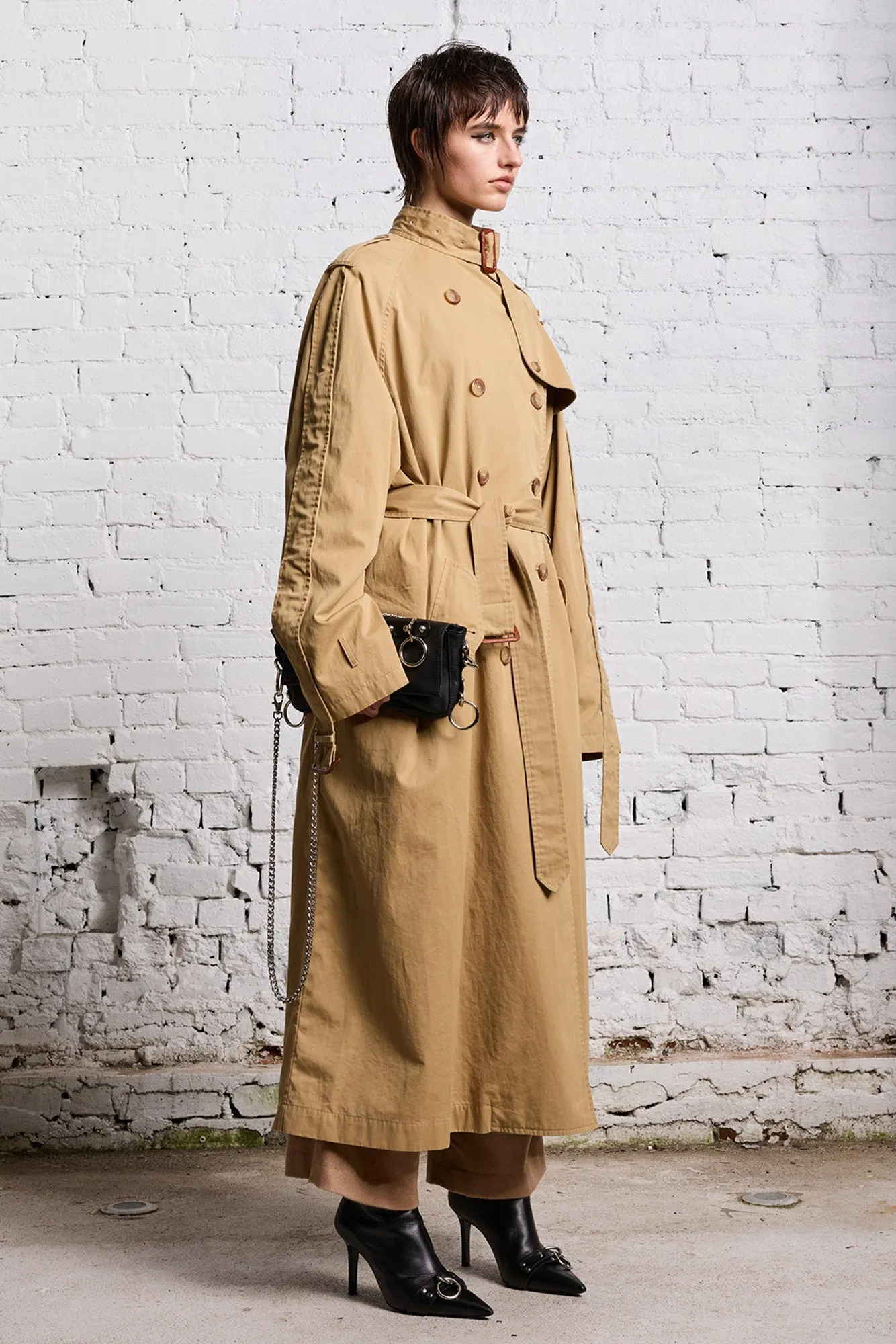 OVERSIZED DECONSTRUCTED TRENCH COAT - KHAKI sold by R13 product image thumbnail 4