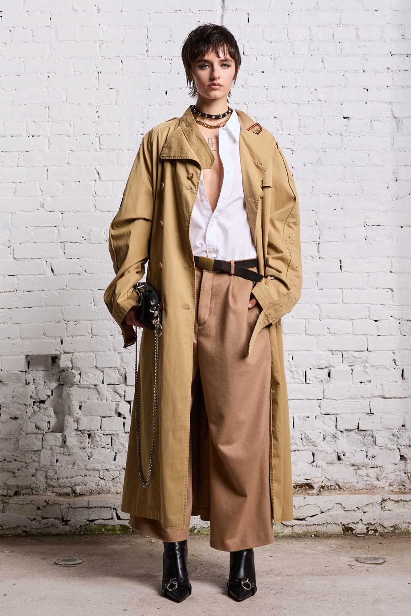 OVERSIZED DECONSTRUCTED TRENCH COAT - KHAKI sold by R13 product image thumbnail 2