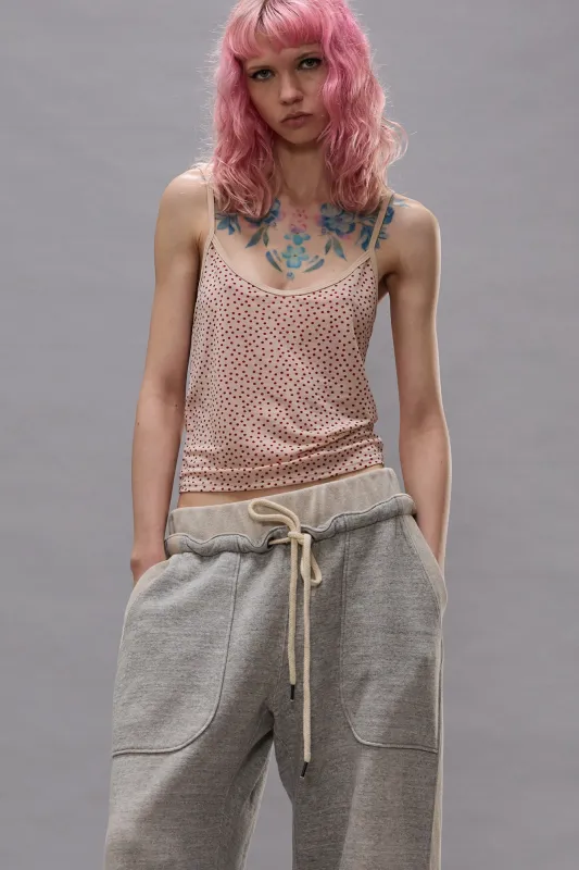 POLKADOT CAMI TEE - RED MINI POLKADOT ON TAN sold by R13