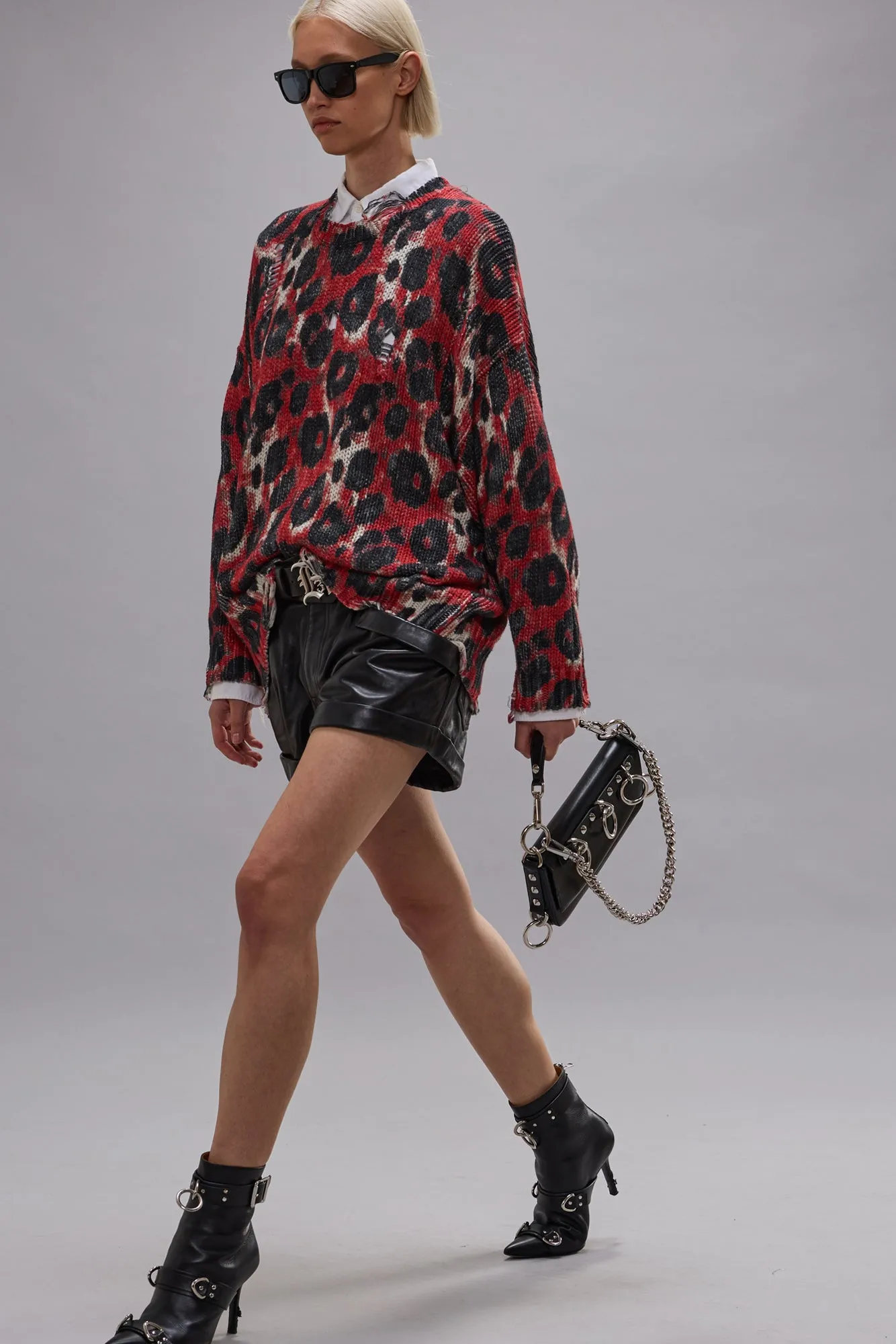 Printed Oversized Sweater - Red Black Leopard sold by R13 product image thumbnail 4