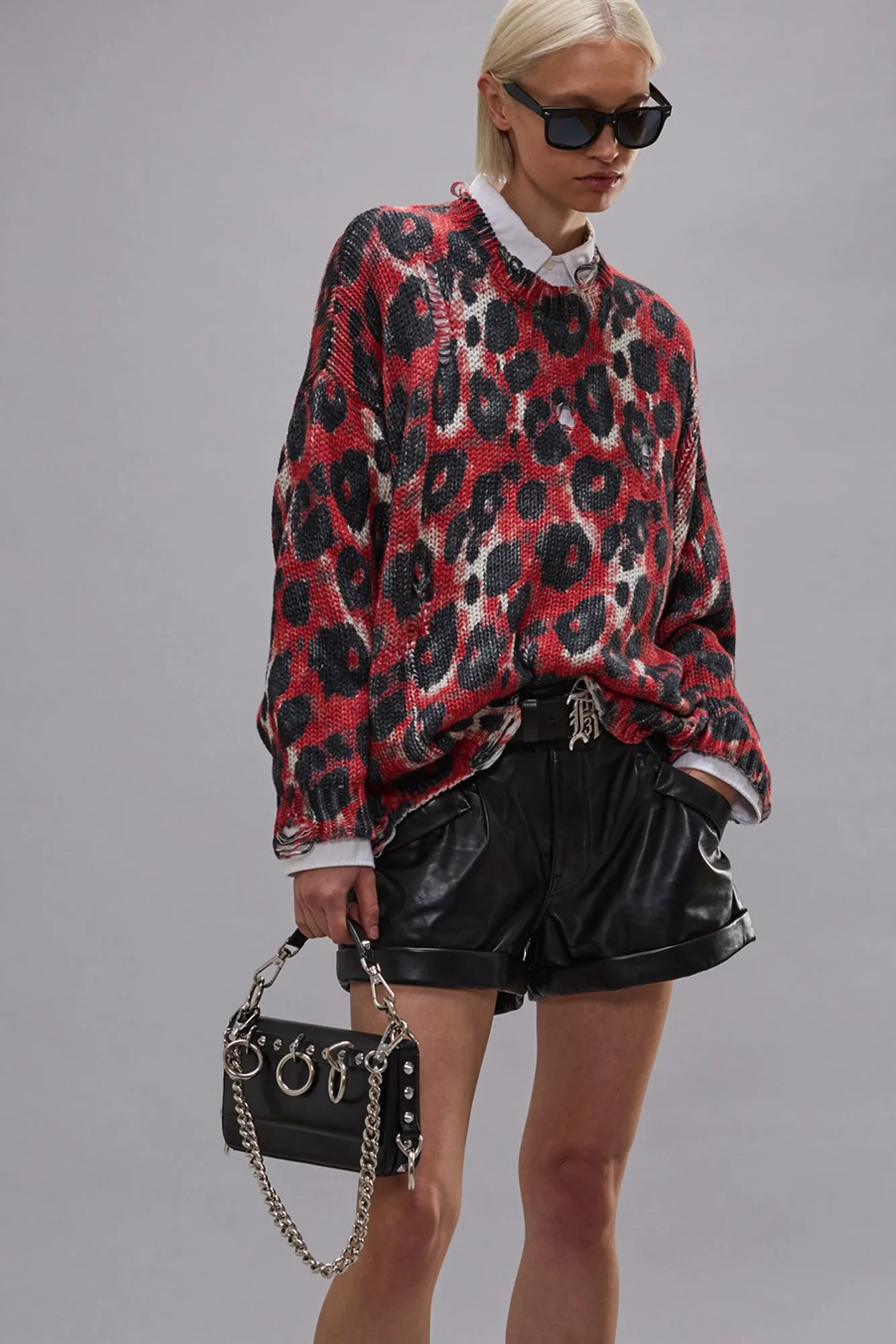 Printed Oversized Sweater - Red Black Leopard sold by R13 product image thumbnail 3