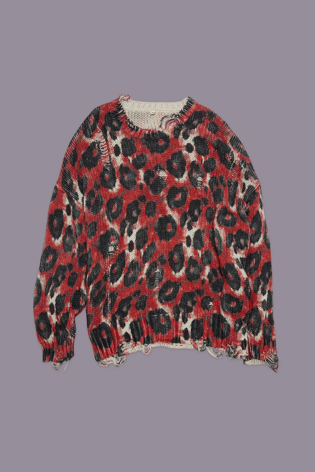Printed Oversized Sweater - Red Black Leopard sold by R13 product image thumbnail 5