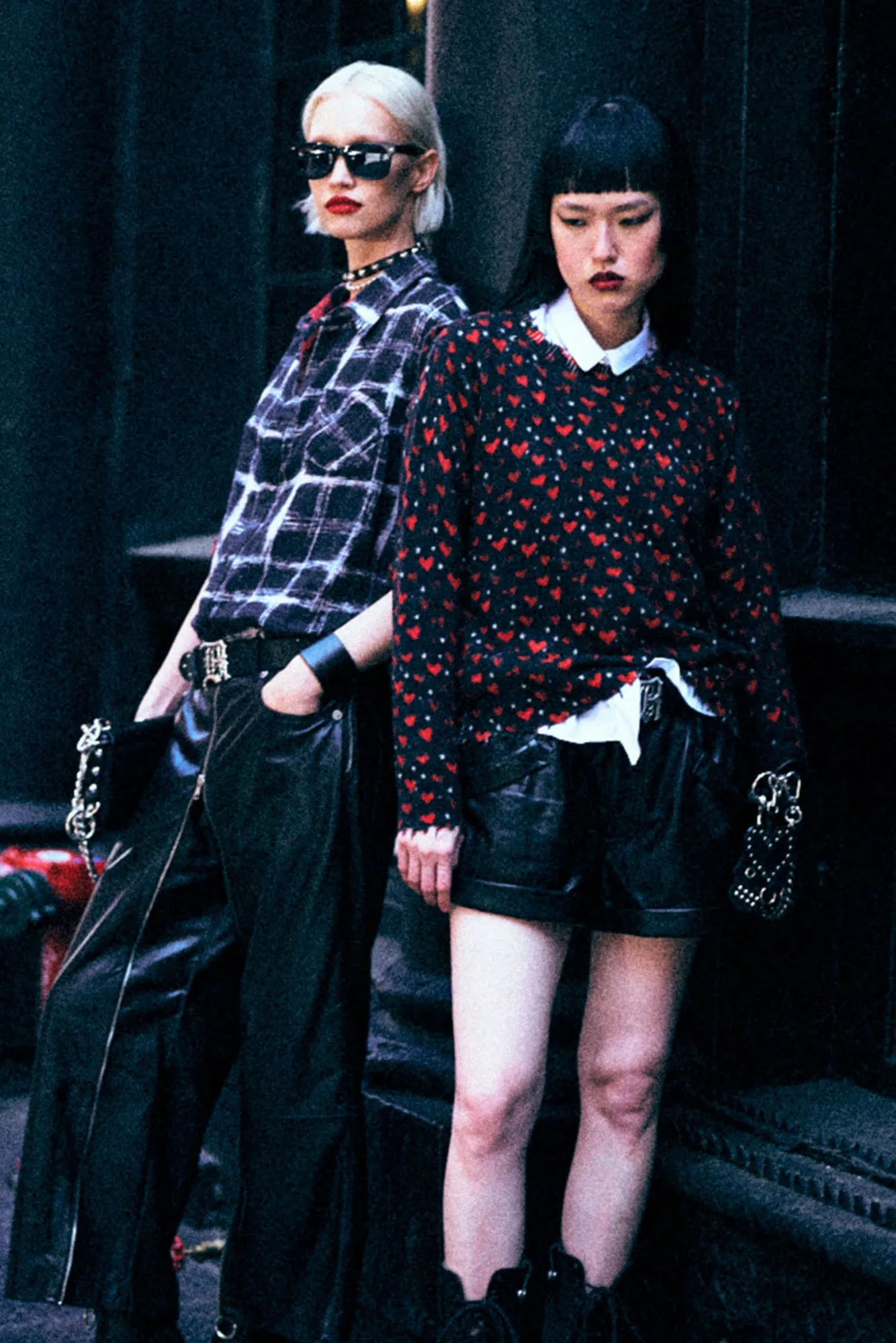 PRINTED RELAXED CREWNECK SWEATER - RED HEARTS ON BLACK sold by R13 product image thumbnail 2