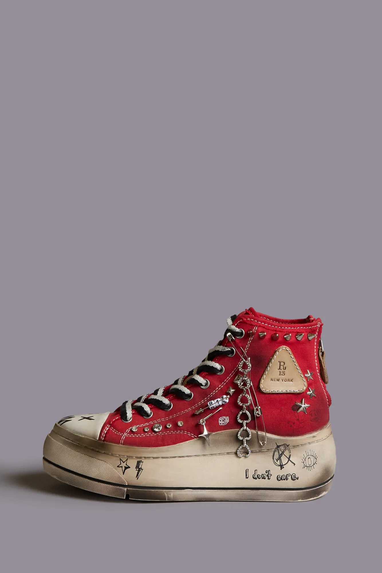 KURT HIGH TOP SNEAKER - RED STUDS WITH GRAFFITI sold by R13