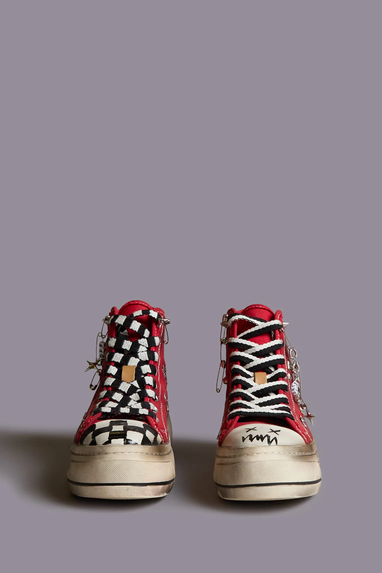 KURT HIGH TOP SNEAKER - RED STUDS WITH GRAFFITI sold by R13 product image thumbnail 3