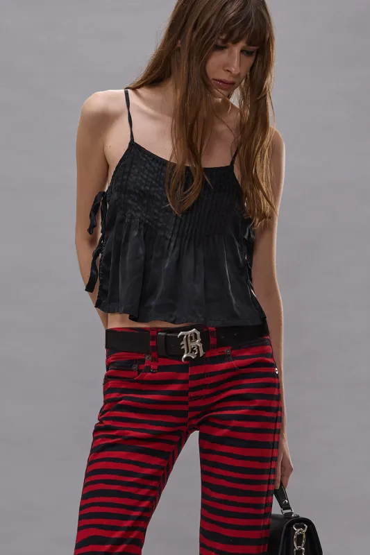 SQUARE NECK CAMI WITH TIES - BLACK sold by R13