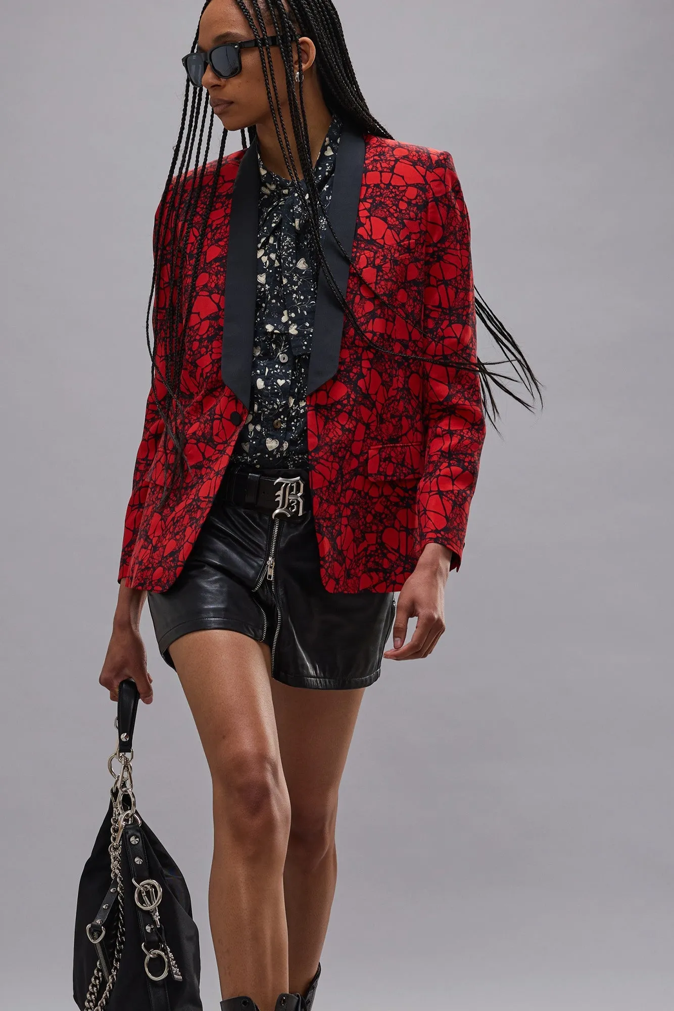 SHRUNKEN BLAZER - RED/BLACK LACE sold by R13 product image thumbnail 3