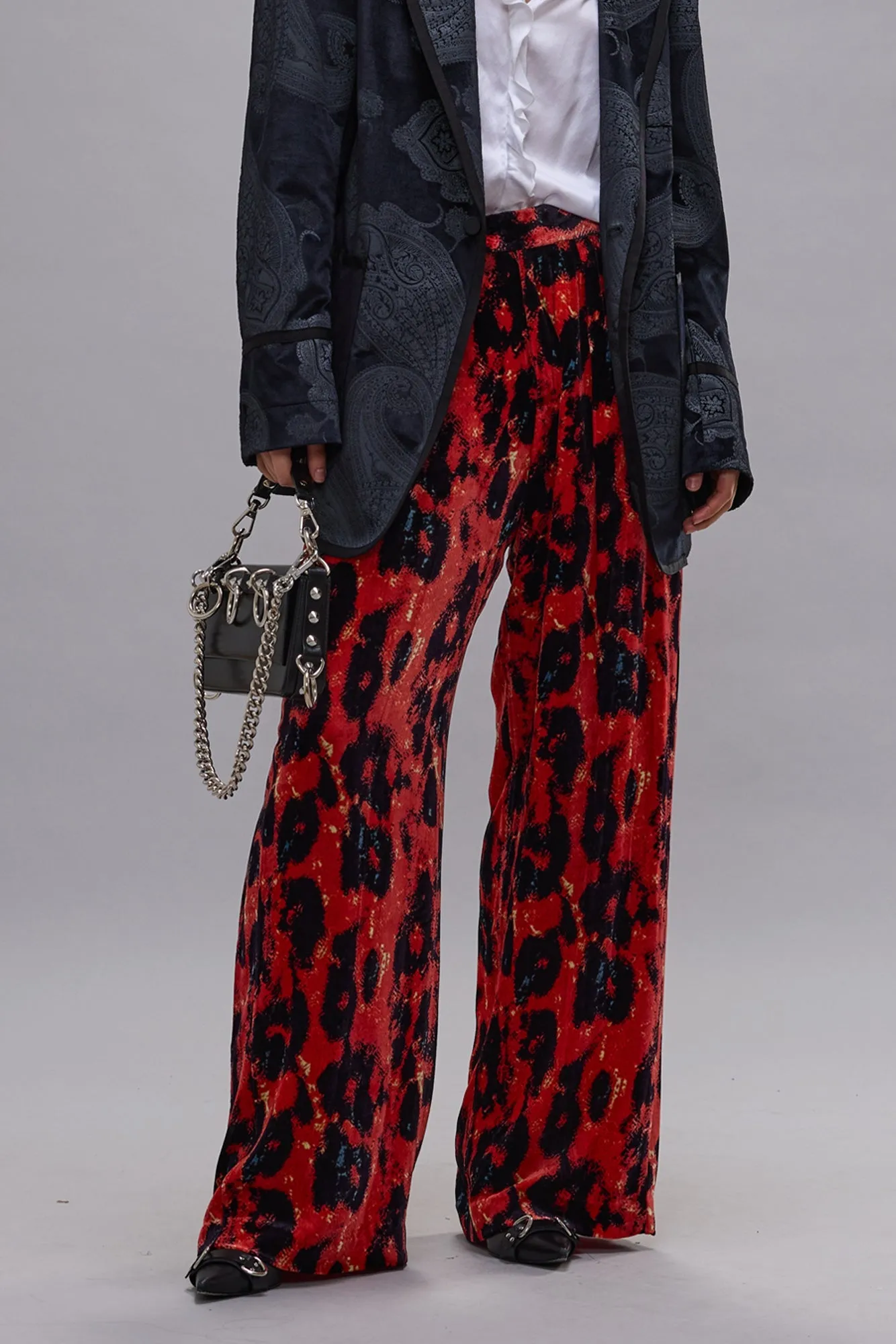 PLEATED WIDE LEG PANT - RED LEOPARD sold by R13 product image thumbnail 3
