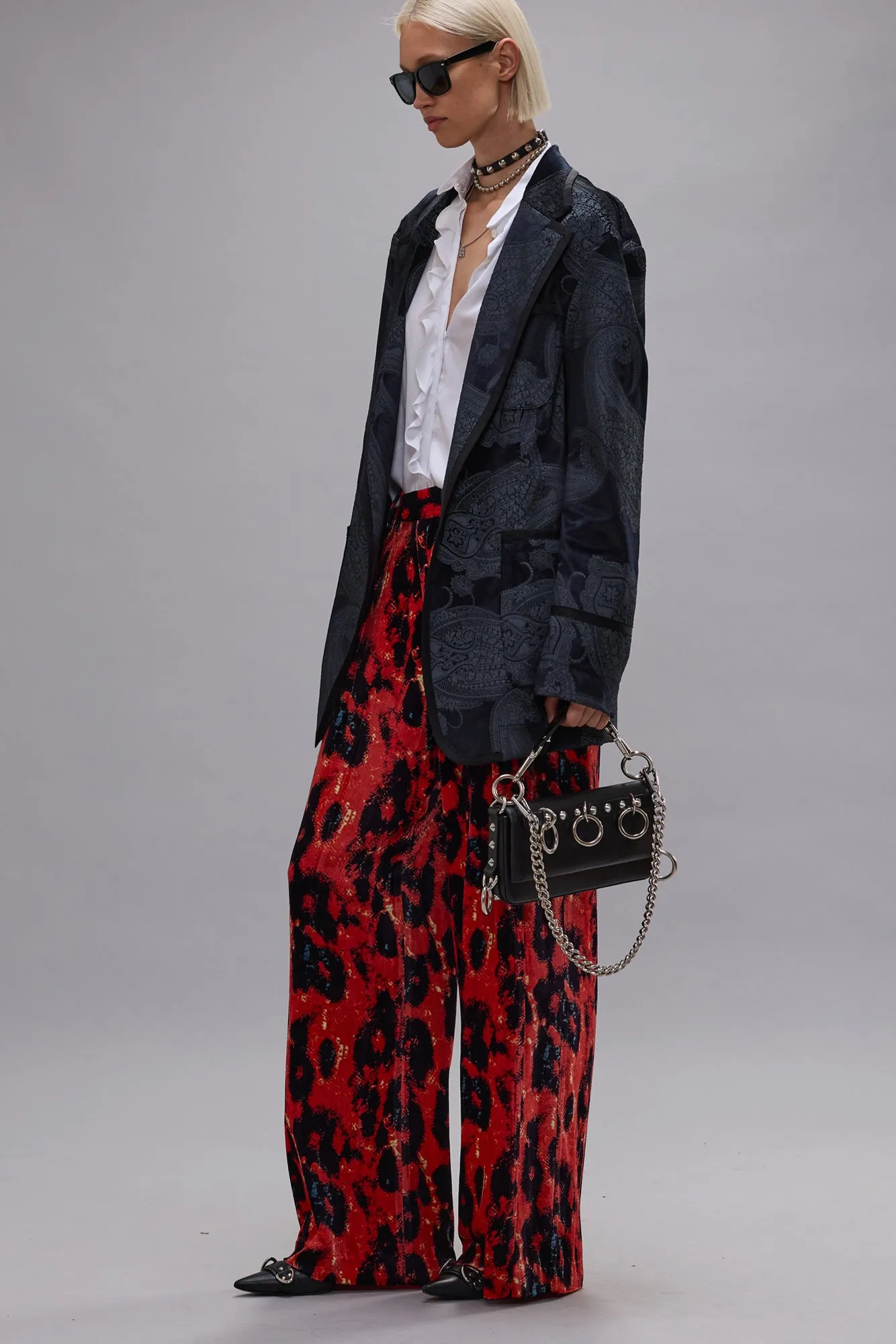 PLEATED WIDE LEG PANT - RED LEOPARD sold by R13 product image thumbnail 2