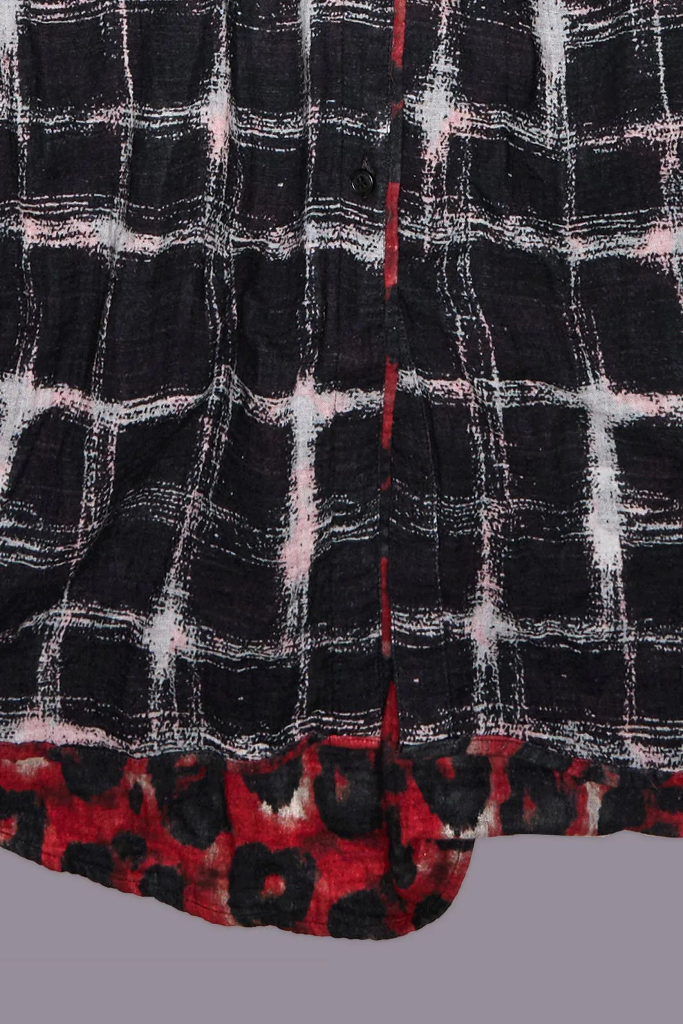 REVERSIBLE JUMBO SHIRTDRESS - BLACK ECRU PLAID WITH RED LEOPARD sold by R13 product image thumbnail 4