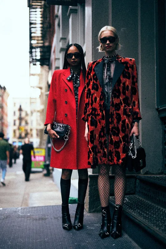 RELAXED SINGLE BREASTED COAT - RED LEOPARD sold by R13