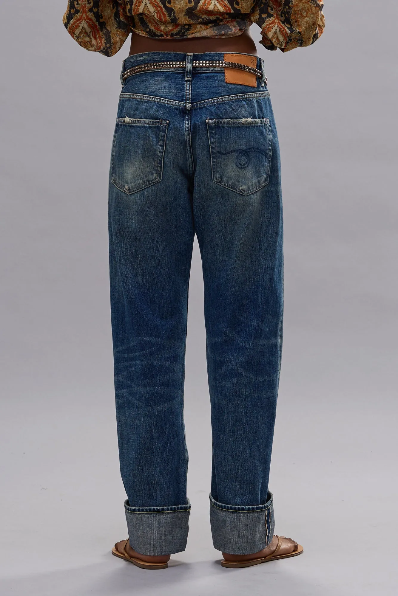 CUFFED BOYFRIEND JEAN - ABYSS SELVEDGE BLUE sold by R13 product image thumbnail 3