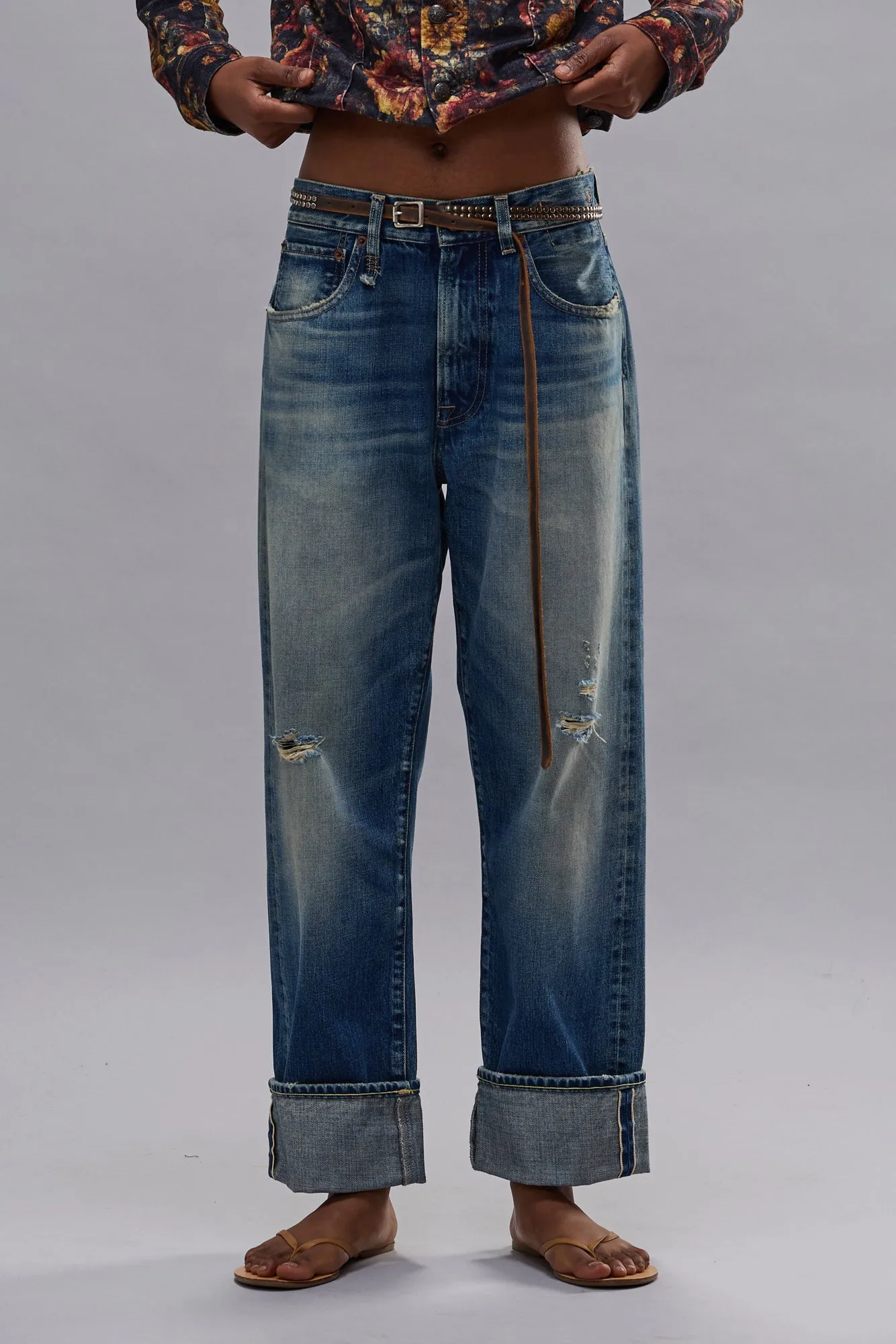 CUFFED X-BOYFRIEND JEAN - ABYSS SELVEDGE BLUE sold by R13 product image thumbnail 2