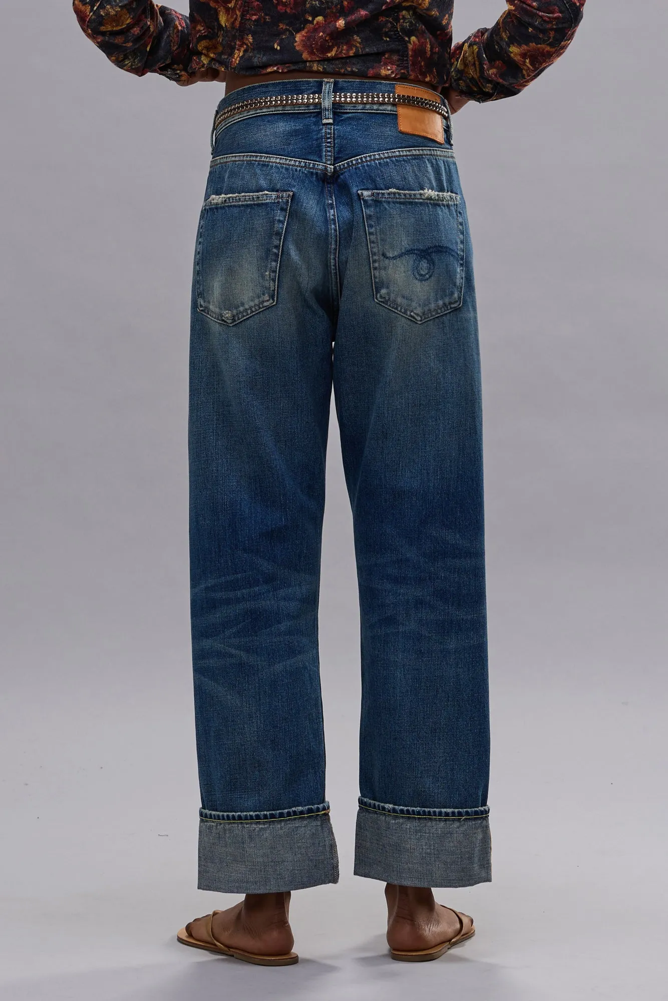 CUFFED X-BOYFRIEND JEAN - ABYSS SELVEDGE BLUE sold by R13 product image thumbnail 3