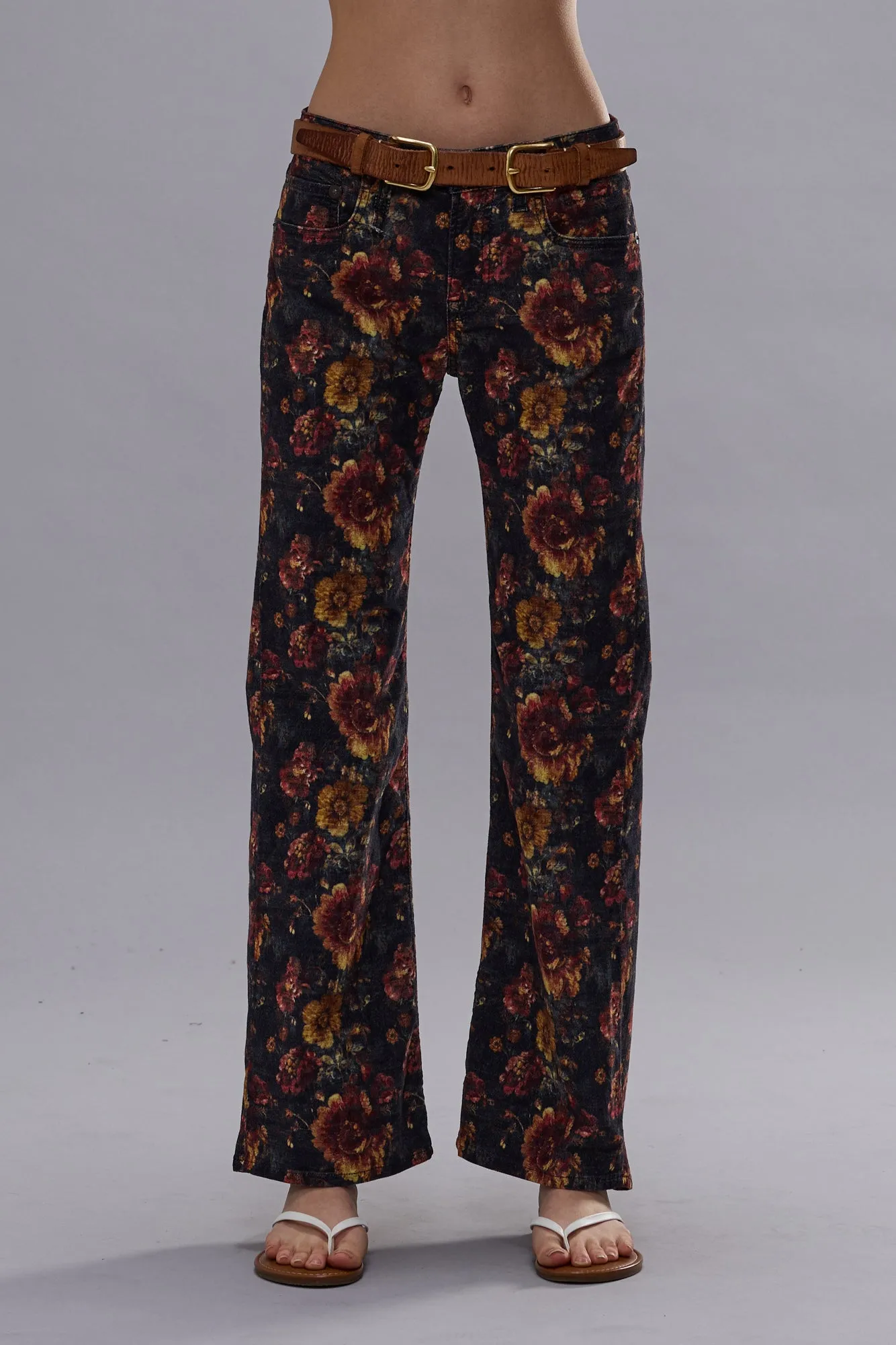 JOAN CROPPED FLARE JEAN - NAVY BLUE FLORAL VELVETEEN sold by R13 product image thumbnail 3