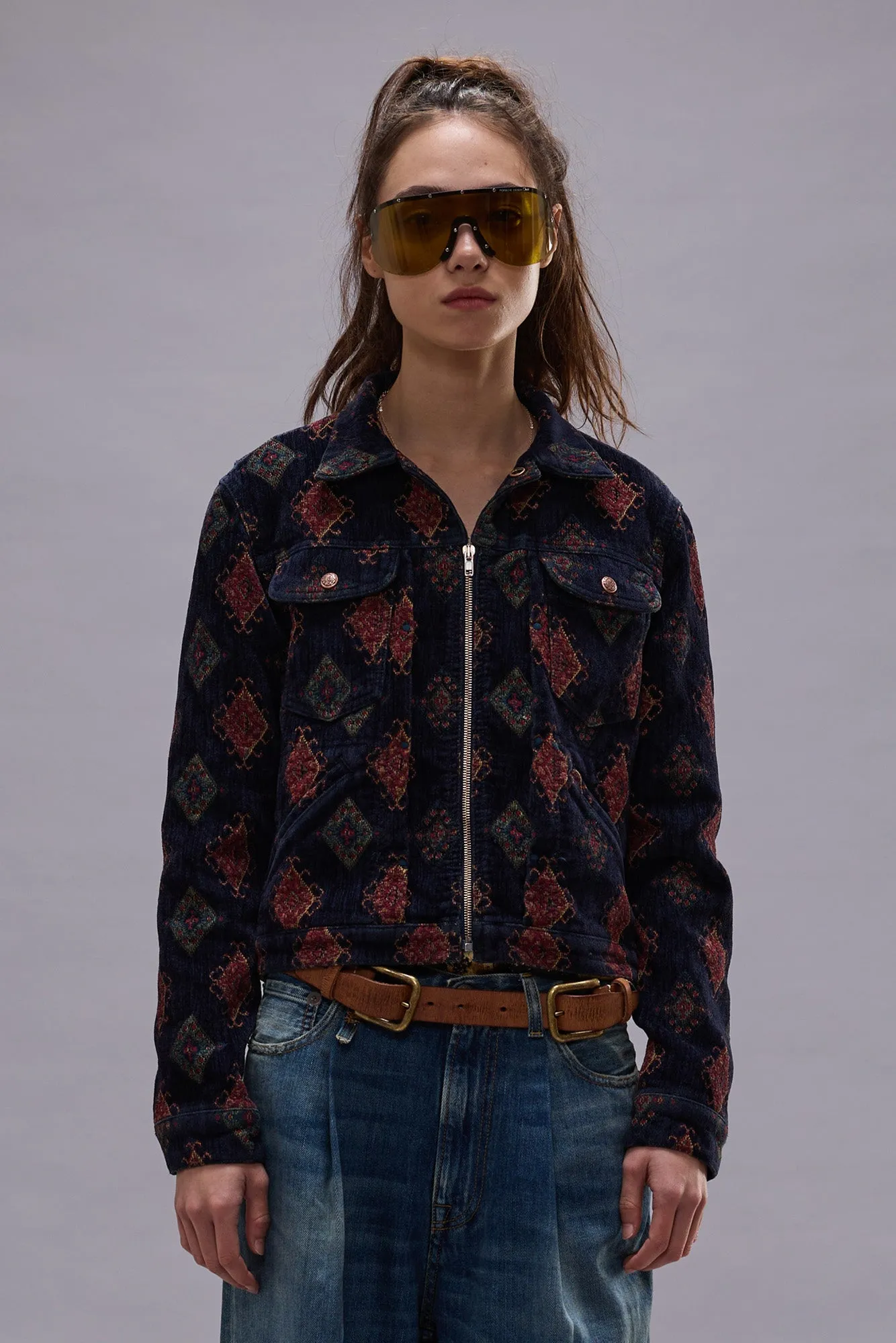 RELAXED TRUCKER JACKET - NAVY BLUE JACQUARD sold by R13 product image thumbnail 4