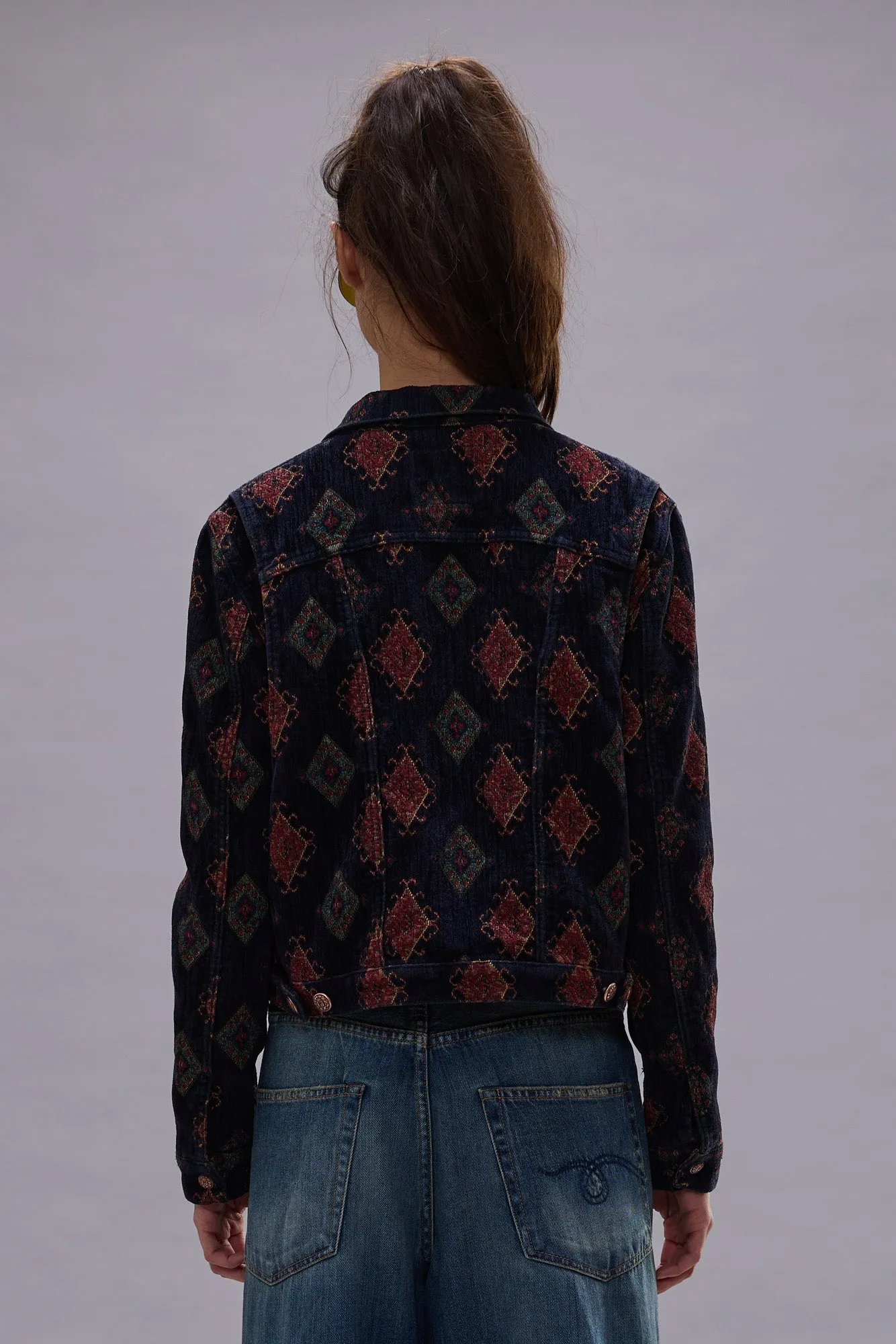 RELAXED TRUCKER JACKET - NAVY BLUE JACQUARD sold by R13 product image thumbnail 5