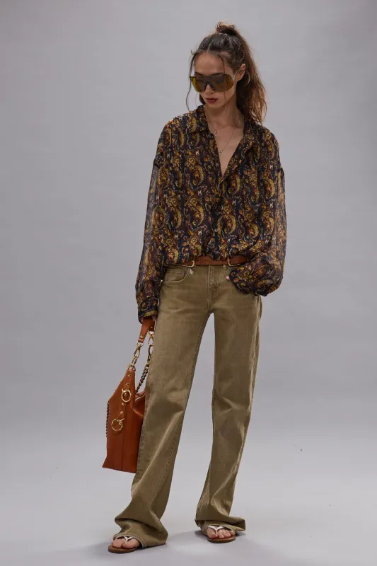 BOY FLARE - OLIVE GREEN HAZE STRETCH sold by R13