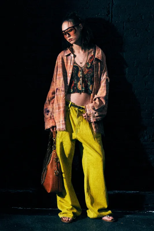 DAMON PLEATED JEAN - VIBRANT YELLOW sold by R13