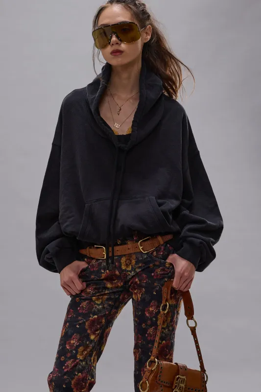 FUNNEL NECK CROPPED POPOVER - BLACK sold by R13