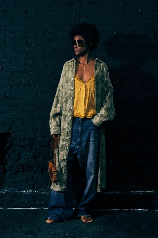 JUMBO SHIRTDRESS - OLIVE FLORAL sold by R13