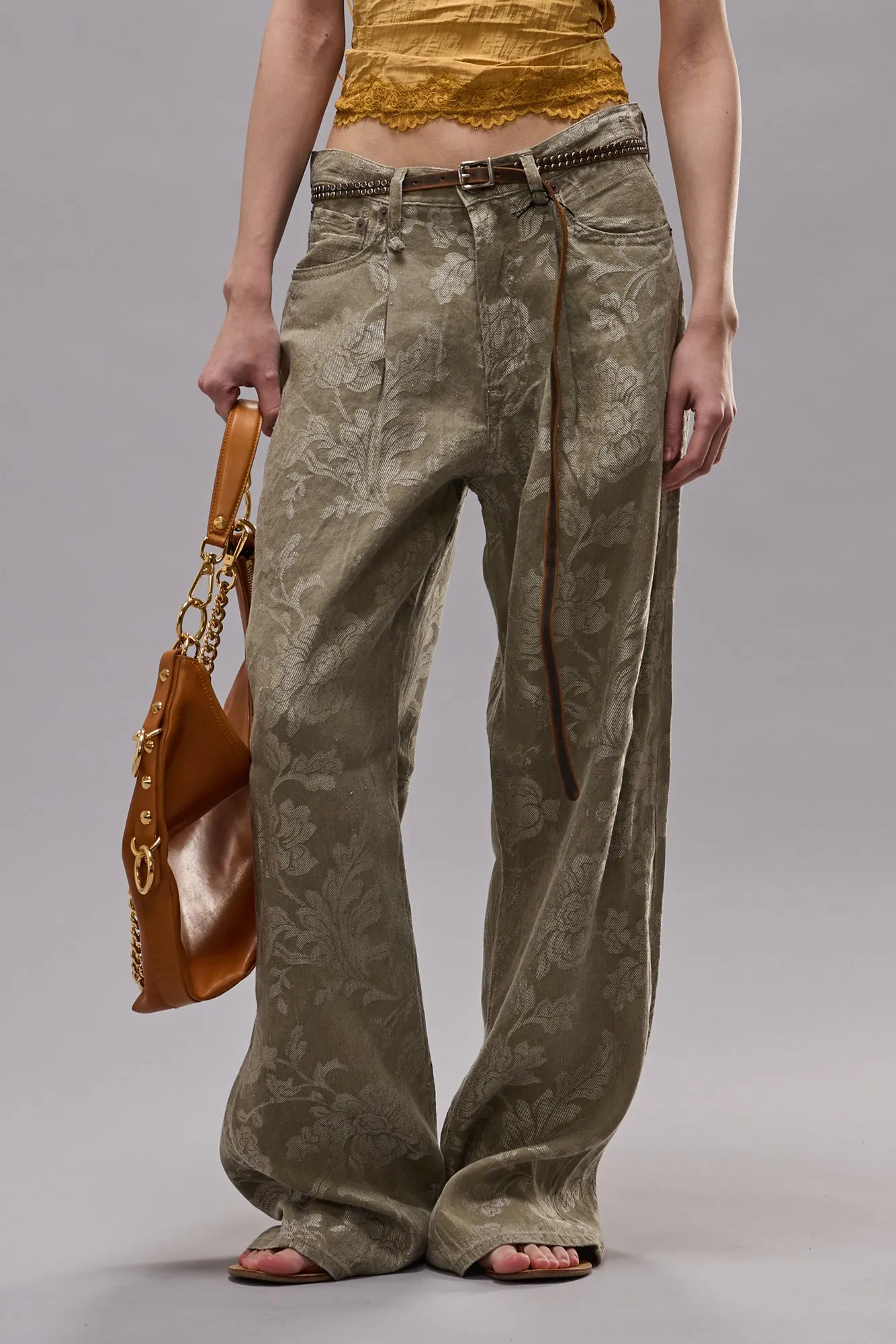 DAMON PLEATED TROUSER - OLIVE FLORAL sold by R13 product image thumbnail 2