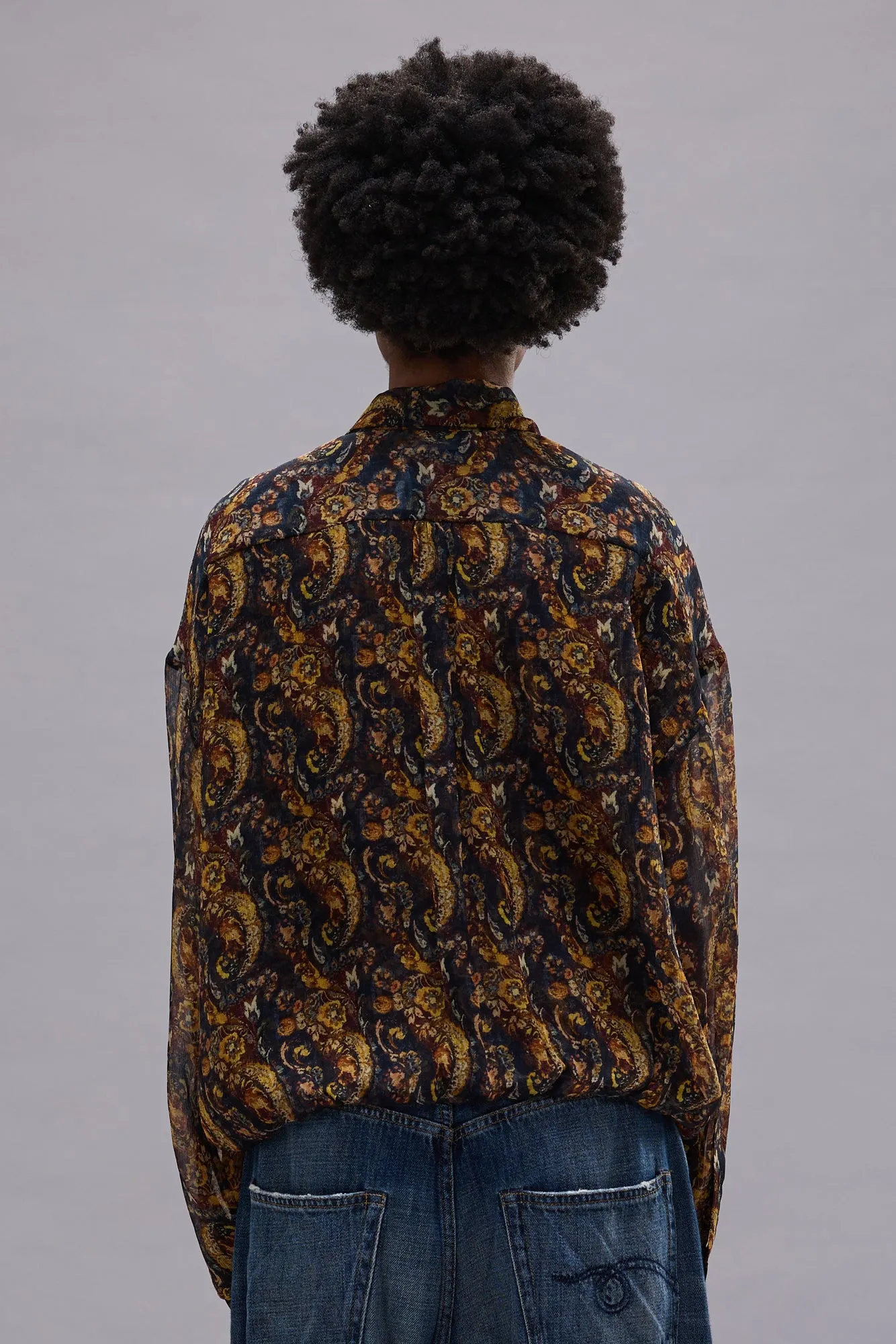 BUBBLE SHIRT WITH GATHERED YOKE - MULTICOLOR PAISLEY ON BLACK sold by R13 product image thumbnail 5