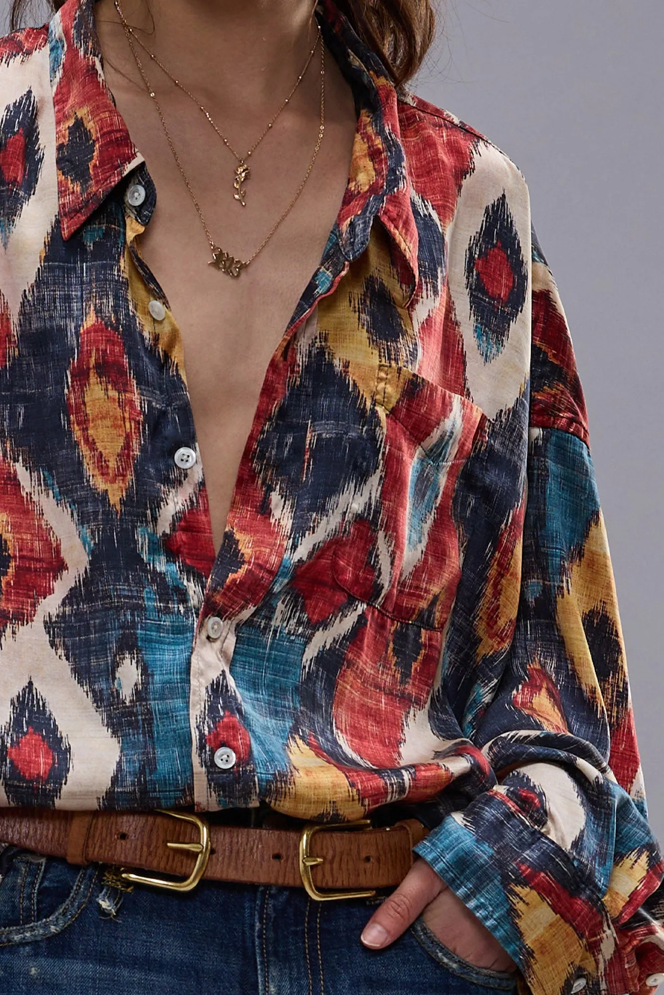 DROP NECK SHIRT - RED MULTICOLOR sold by R13 product image thumbnail 3