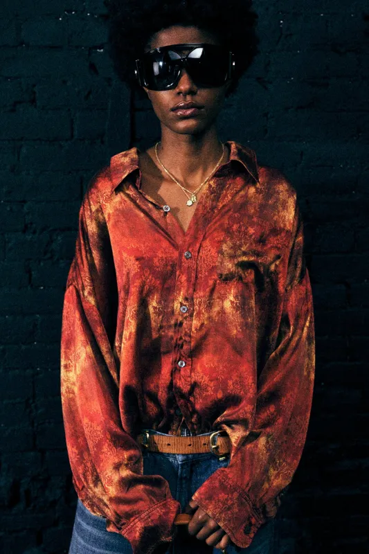 DROP NECK SHIRT - MULTI ORANGE sold by R13