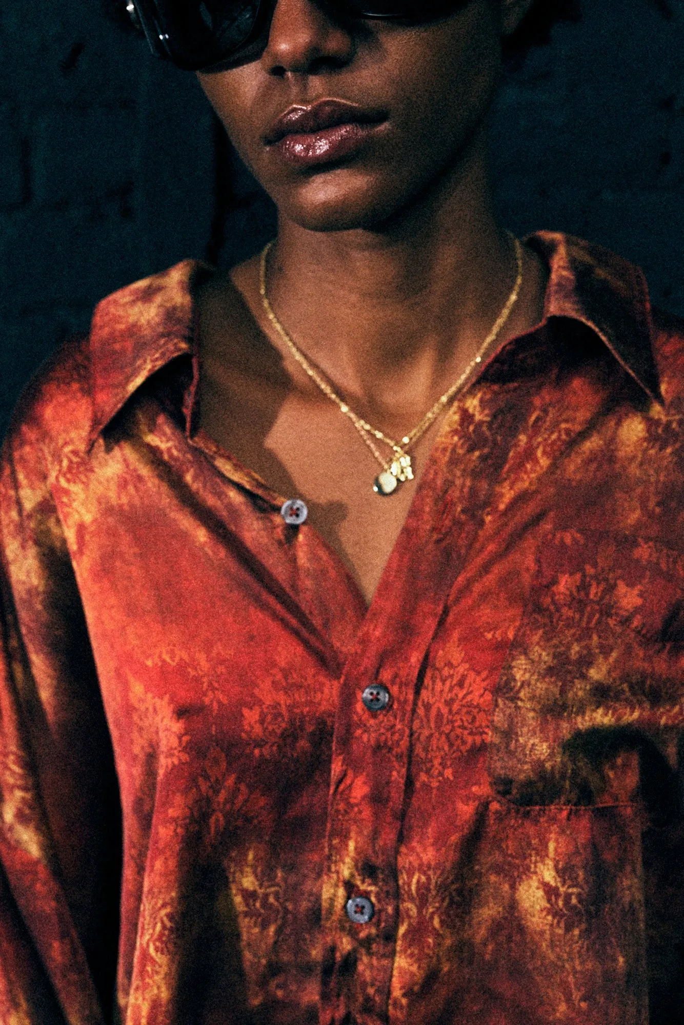 DROP NECK SHIRT - MULTI ORANGE sold by R13 product image thumbnail 3
