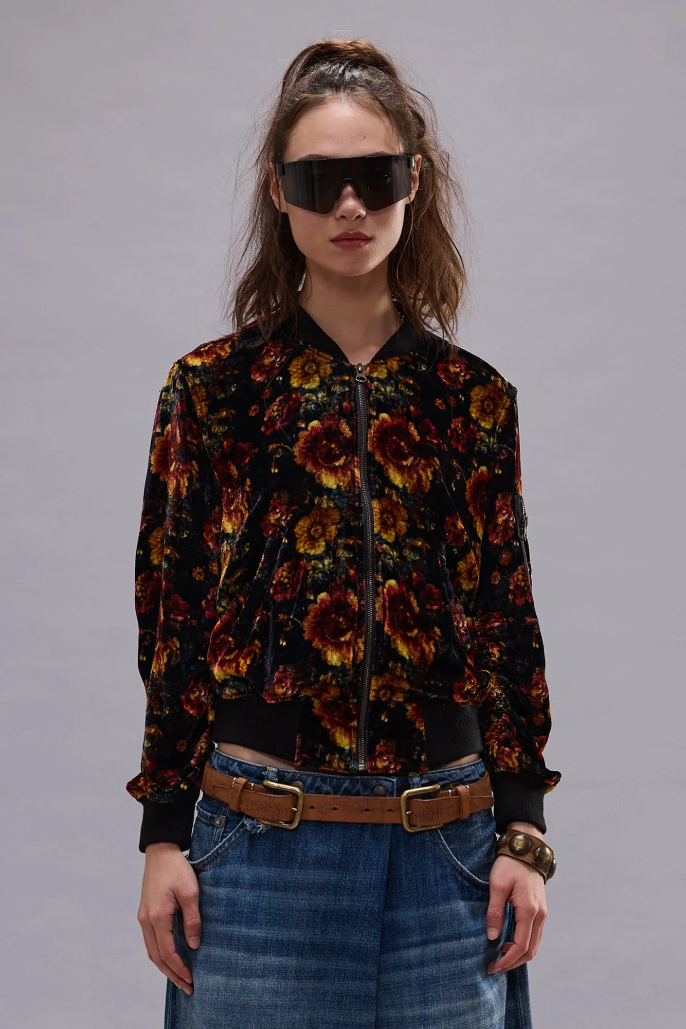 SHRUNKEN FLIGHT BOMBER - ORANGE MULTI FLORAL sold by R13 product image thumbnail 4