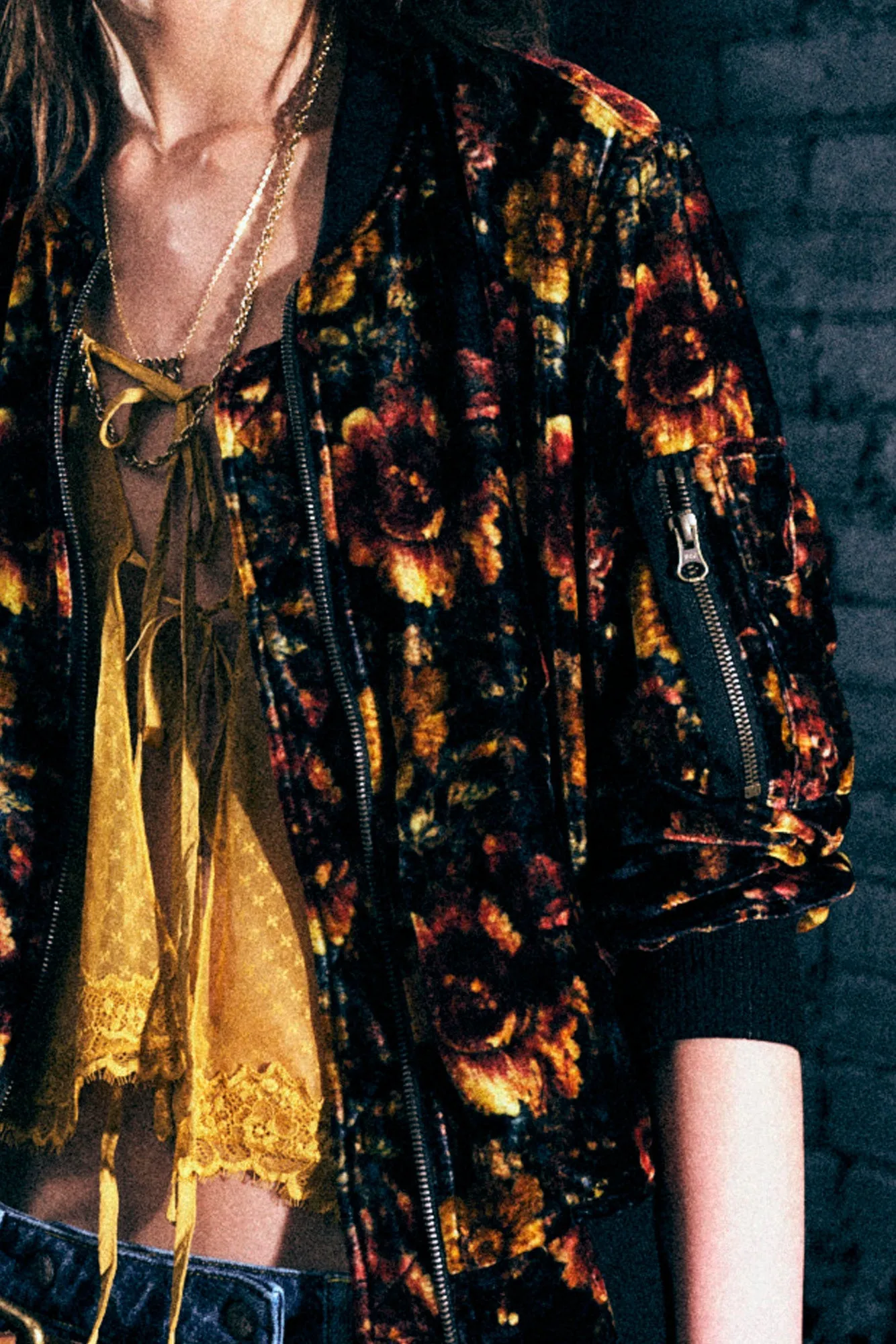 SHRUNKEN FLIGHT BOMBER - ORANGE MULTI FLORAL sold by R13 product image thumbnail 2