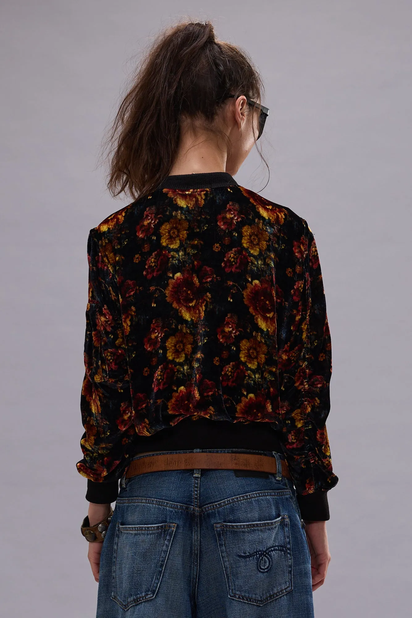 SHRUNKEN FLIGHT BOMBER - ORANGE MULTI FLORAL sold by R13 product image thumbnail 5