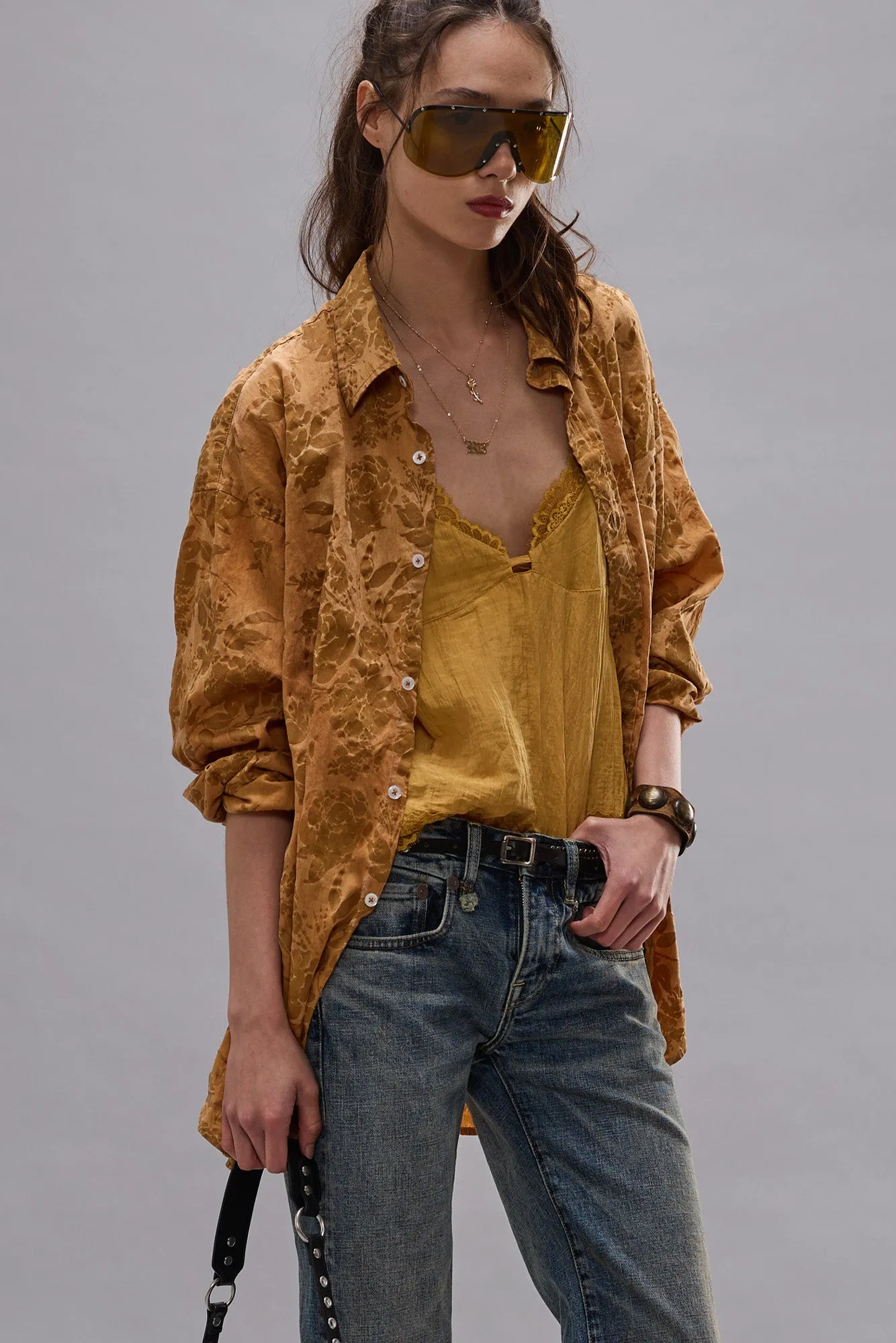 BOYFRIEND BUTTON UP - ORANGE FLORAL sold by R13