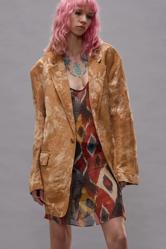 OVERSIZED RAGGED BLAZER - ORANGE FLORAL sold by R13