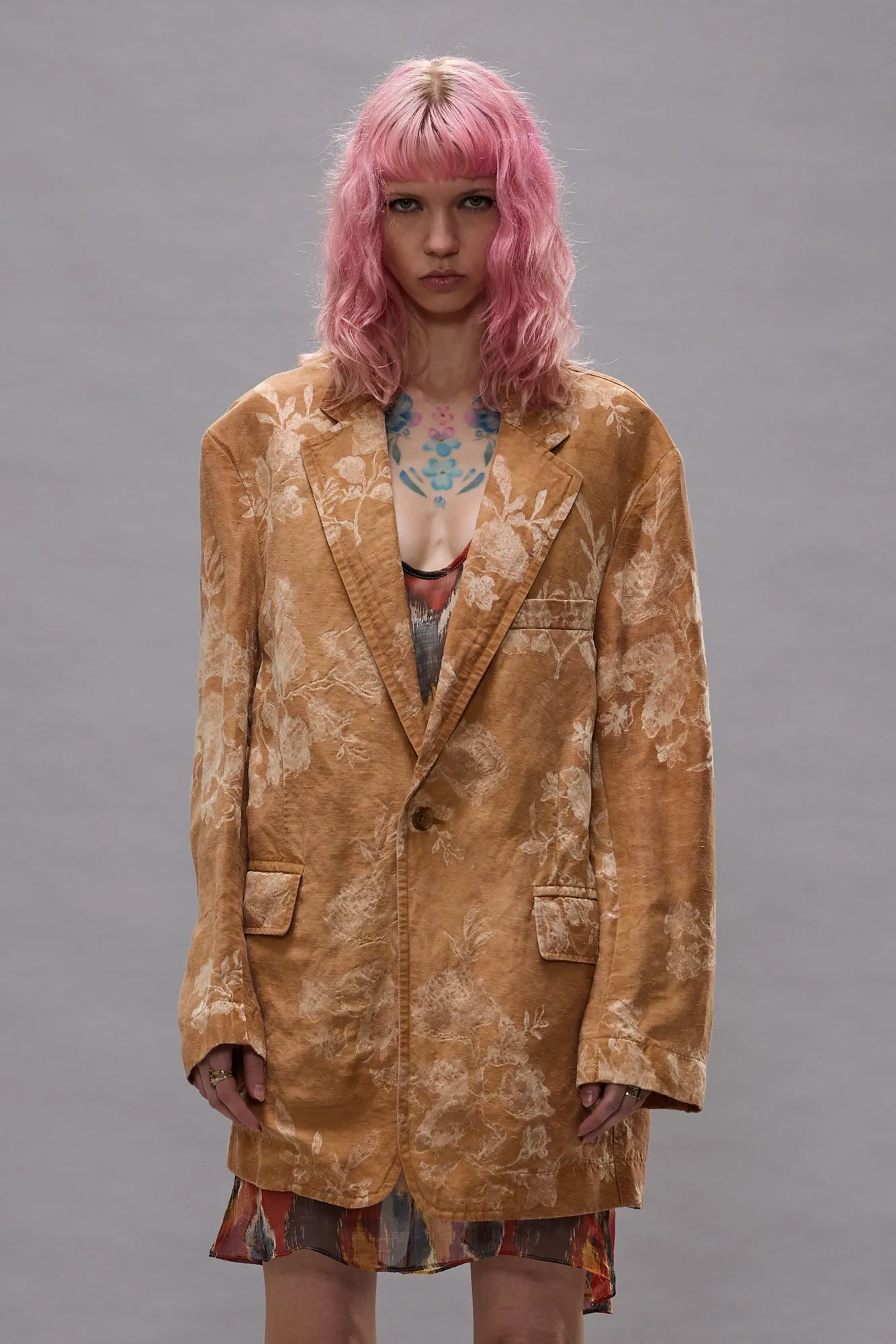 OVERSIZED RAGGED BLAZER - ORANGE FLORAL sold by R13 product image thumbnail 4