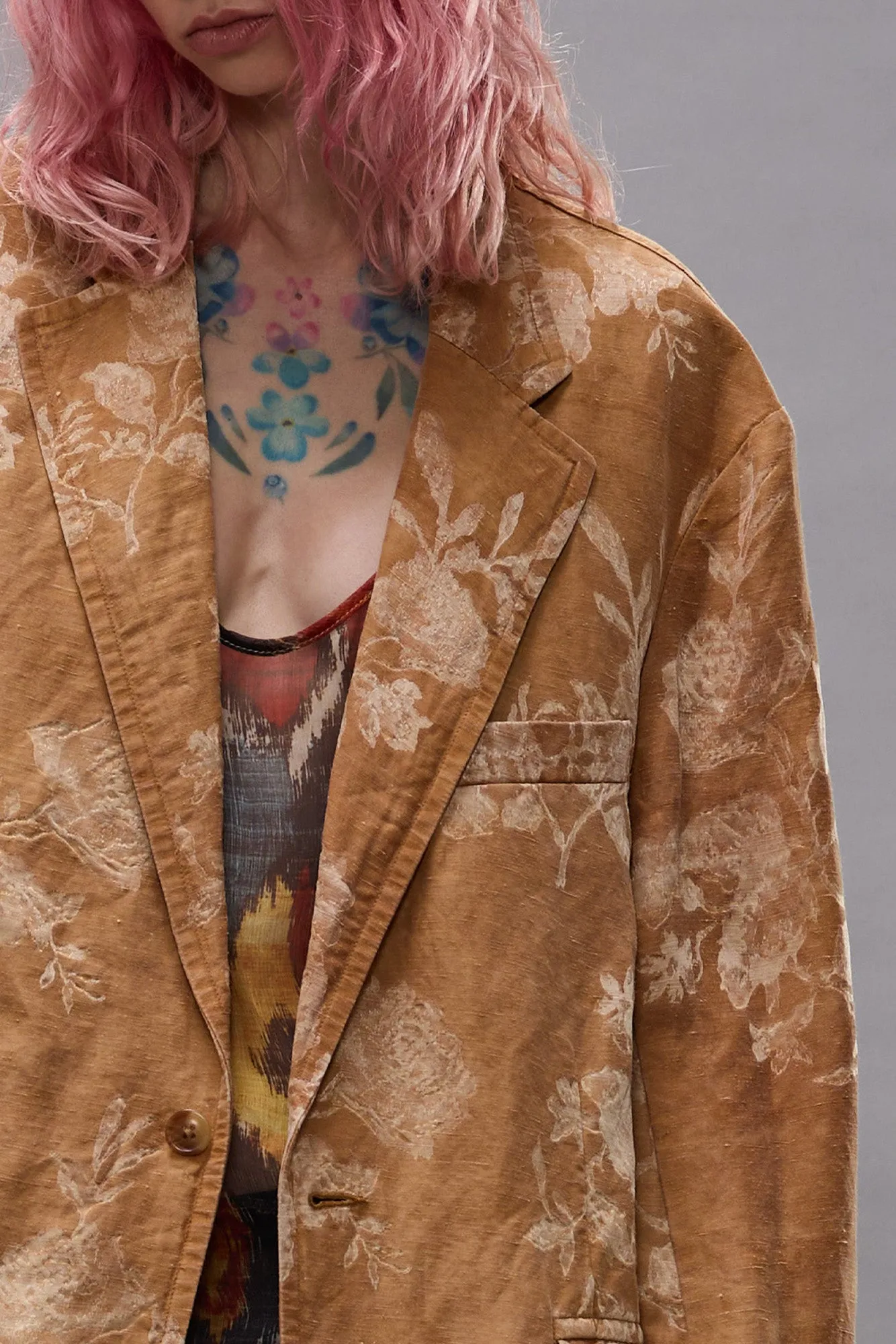 OVERSIZED RAGGED BLAZER - ORANGE FLORAL sold by R13 product image thumbnail 3