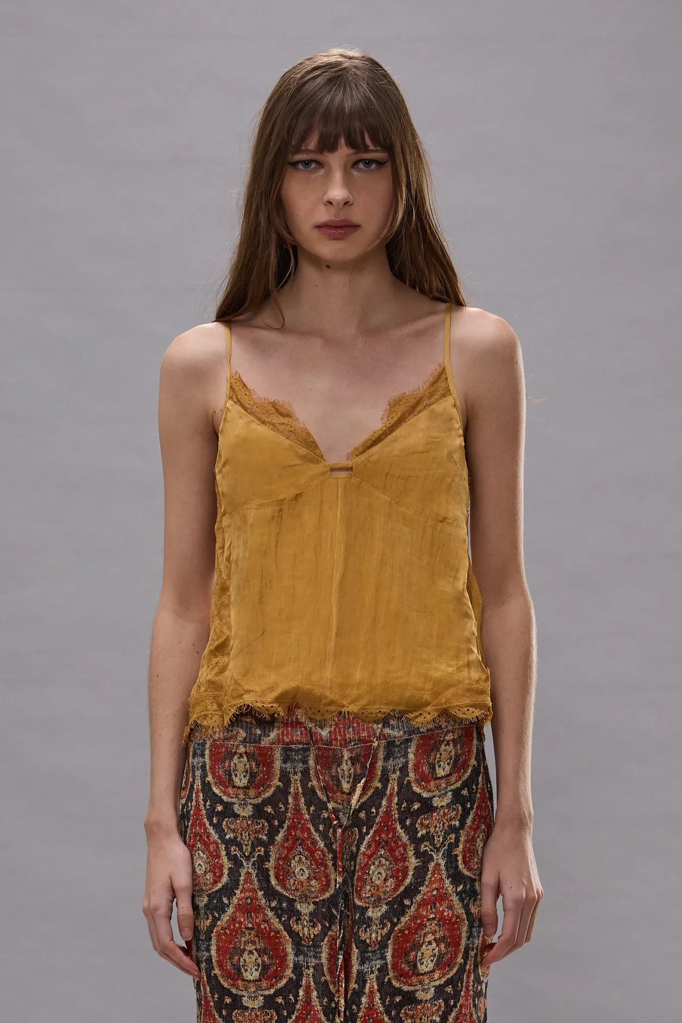 LACE TRIMMED CAMI - YELLOW sold by R13 product image thumbnail 4