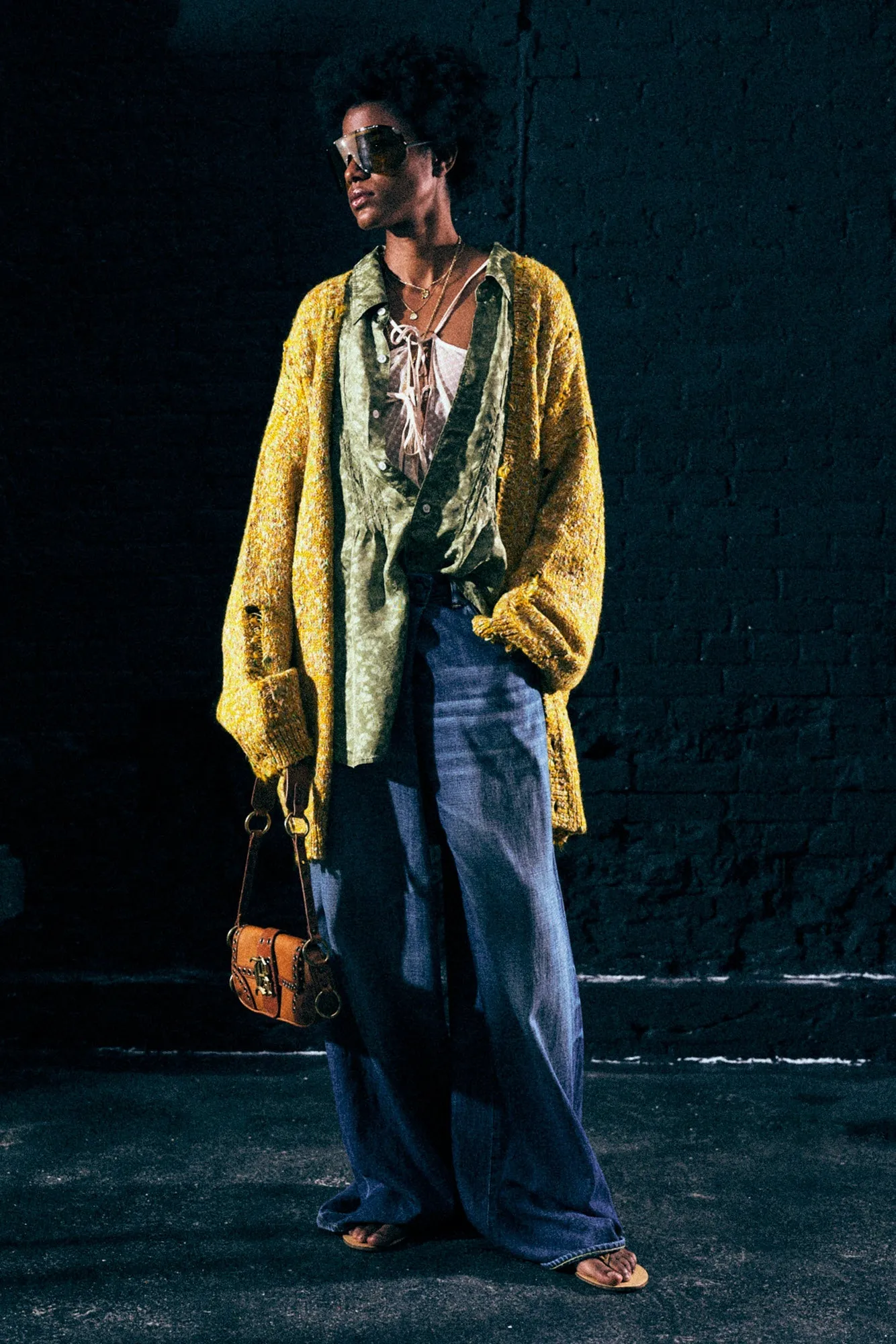 DISTRESSED OVERSIZED CARDIGAN - YELLOW sold by R13 product image thumbnail 2