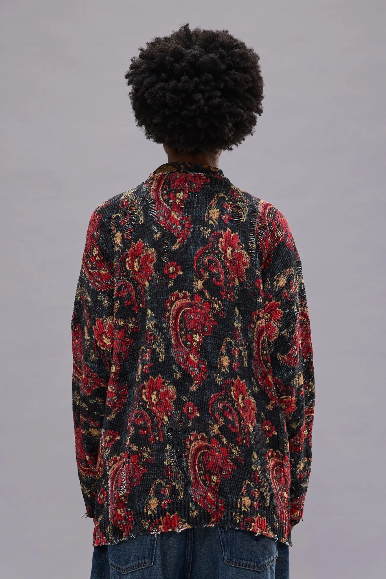 PRINTED BOYFRIEND CARDIGAN - BLACK RED MULTICOLOR sold by R13 product image thumbnail 5