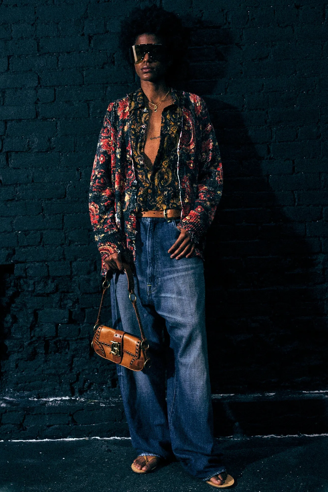 PRINTED BOYFRIEND CARDIGAN - BLACK RED MULTICOLOR sold by R13 product image thumbnail 2