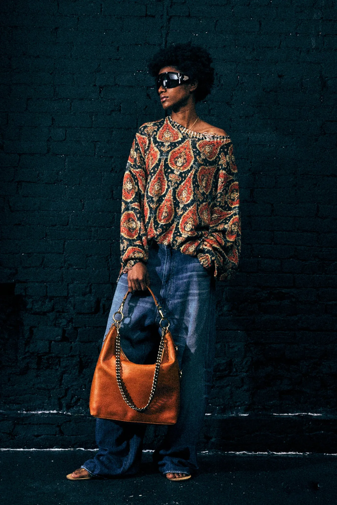 PRINTED OVERSIZED SWEATER - ORANGE MULTICOLOR sold by R13 product image thumbnail 2