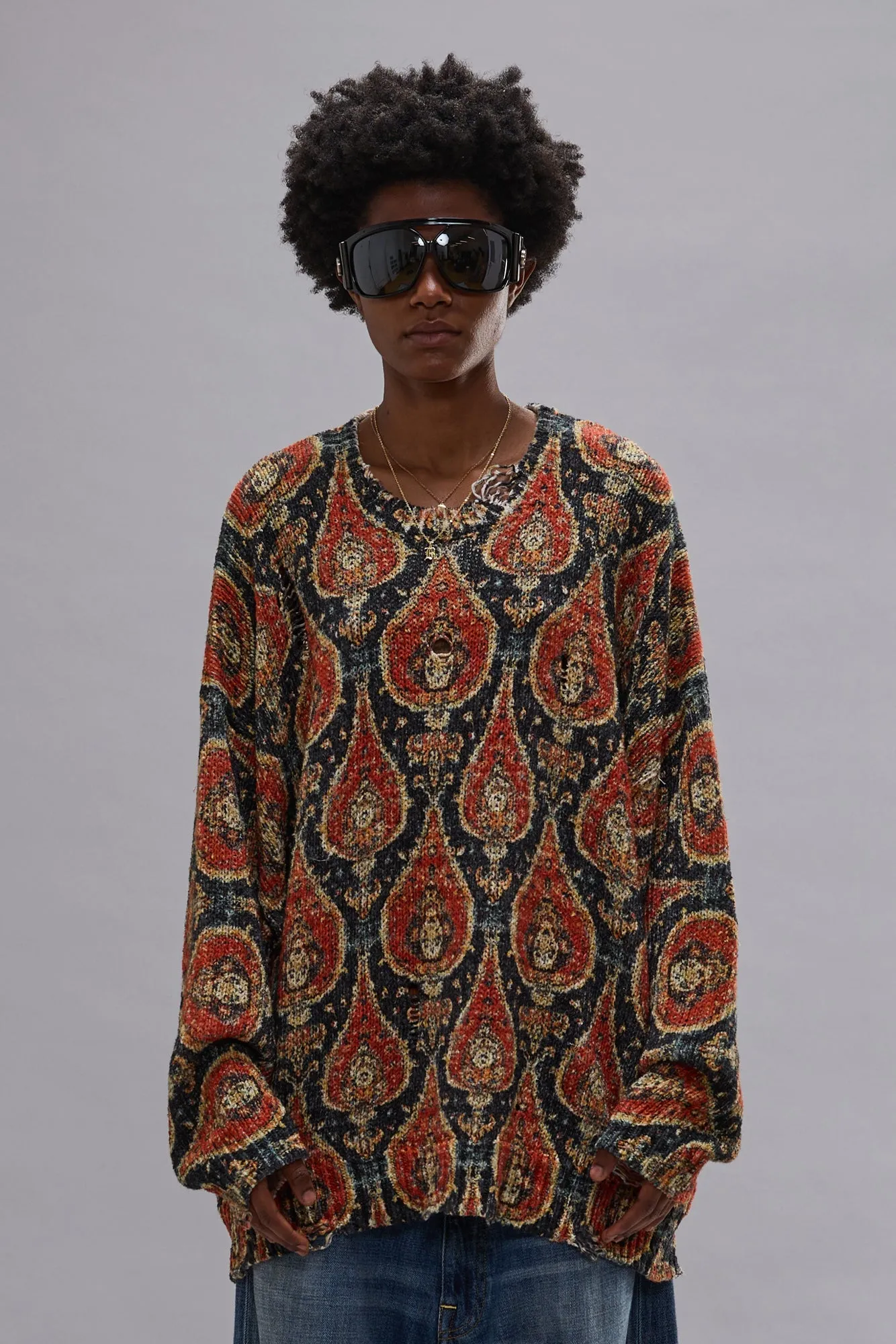 PRINTED OVERSIZED SWEATER - ORANGE MULTICOLOR sold by R13 product image thumbnail 4