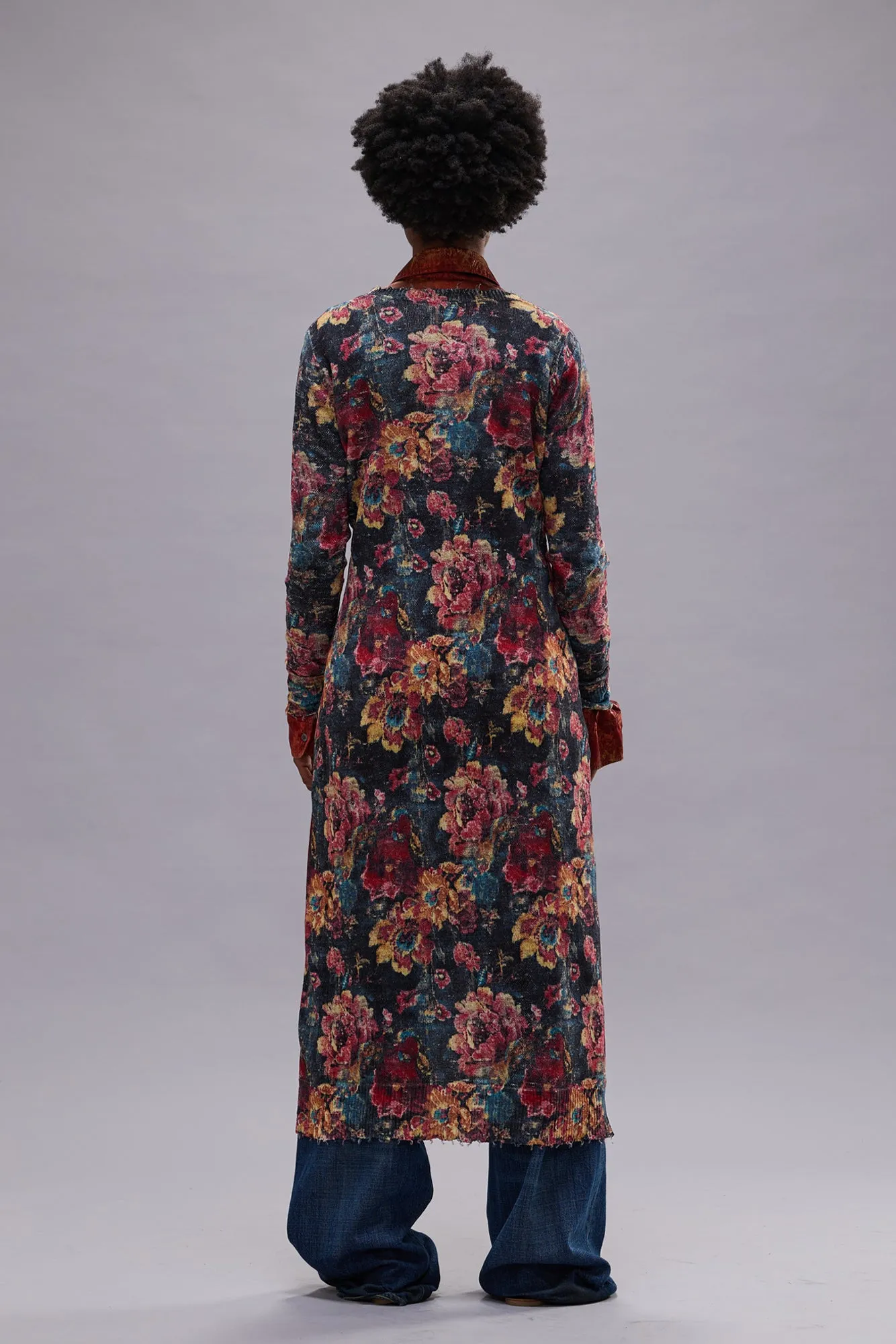 PRINTED SKINNY LONG CARDIGAN - RED FLORAL MULTI sold by R13 product image thumbnail 4