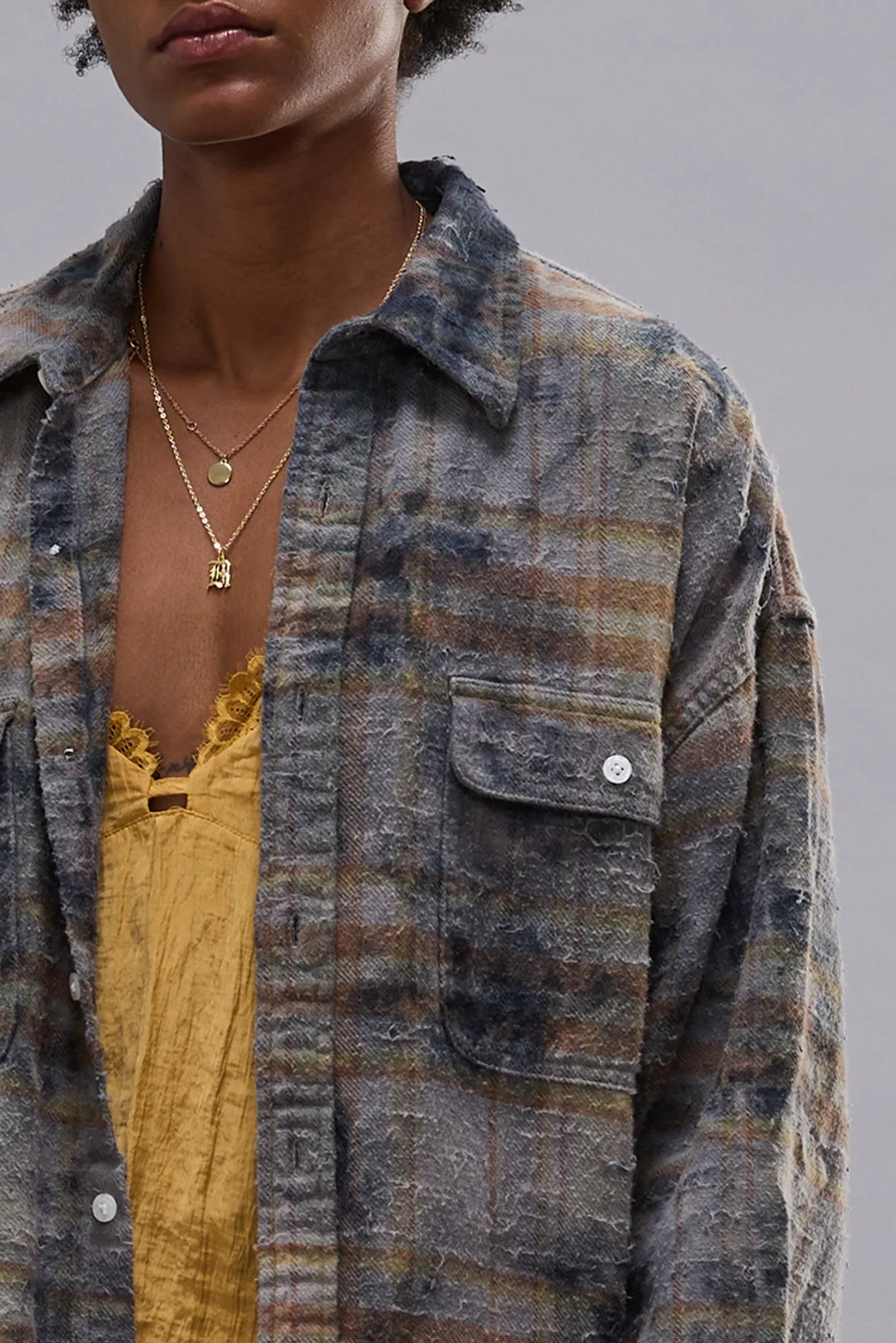 BOYFRIEND SHIRT - OVERDYED LIGHT BLUE PLAID sold by R13 product image thumbnail 3