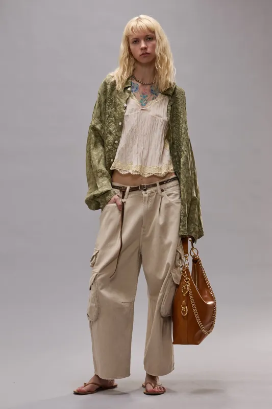 CROPPED MULTI POCKET CARGO - VINTAGE GREY STONE sold by R13