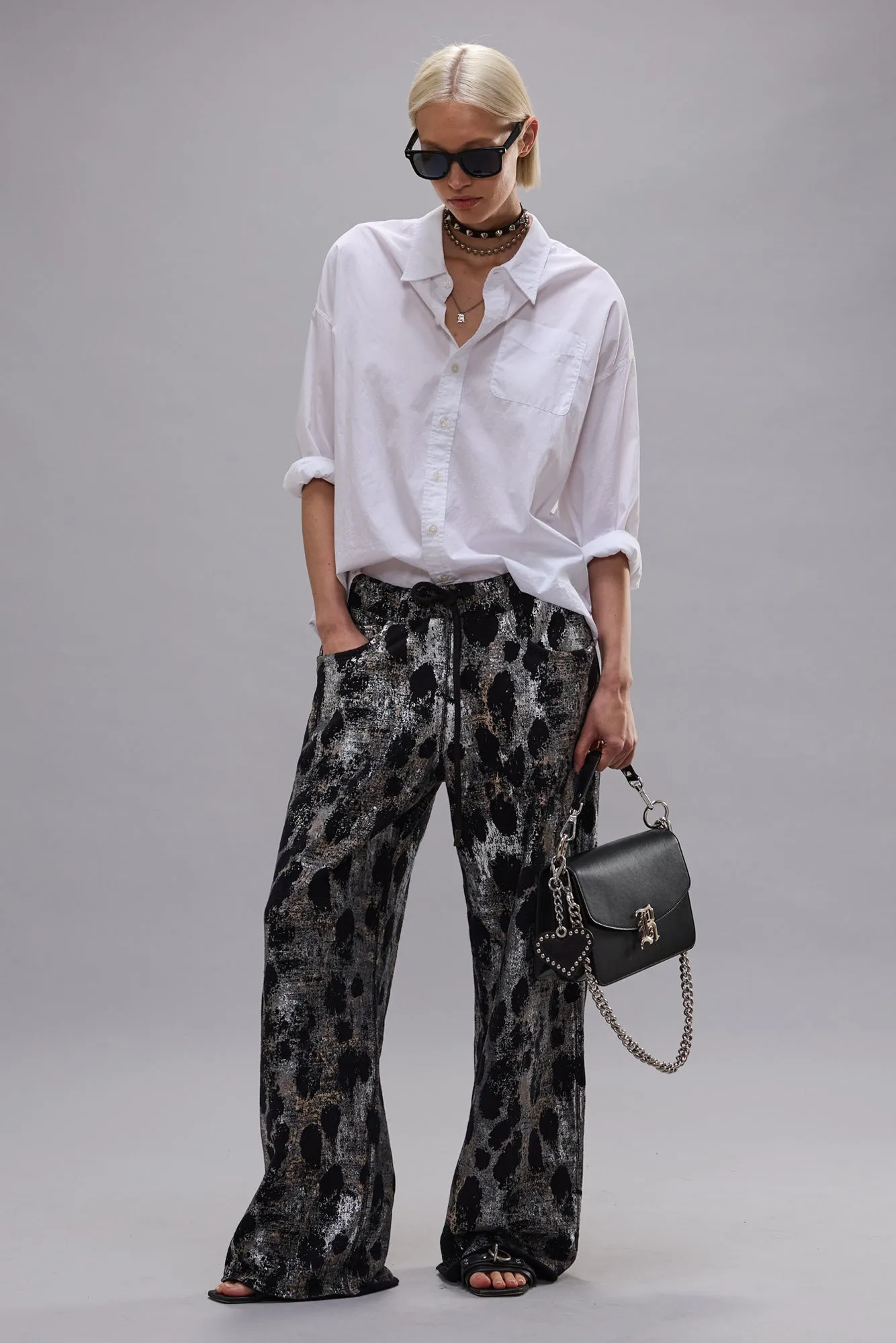 RELAXED SWEATPANT - SILVER LEOPARD ON BLACK sold by R13 product image thumbnail 2